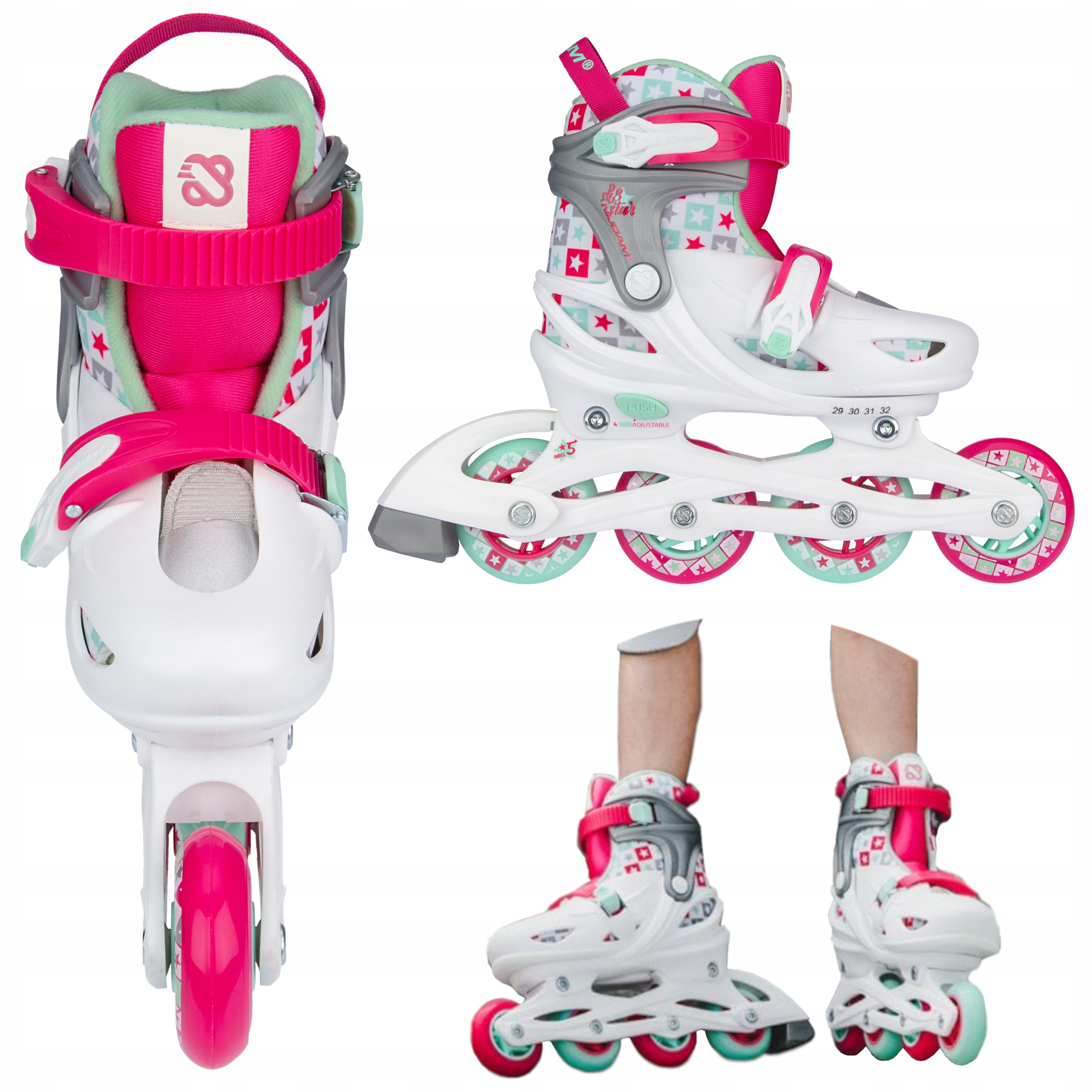 Rolki dla dzieci regulowane 2 szybkie klamry Nijdam 25-28