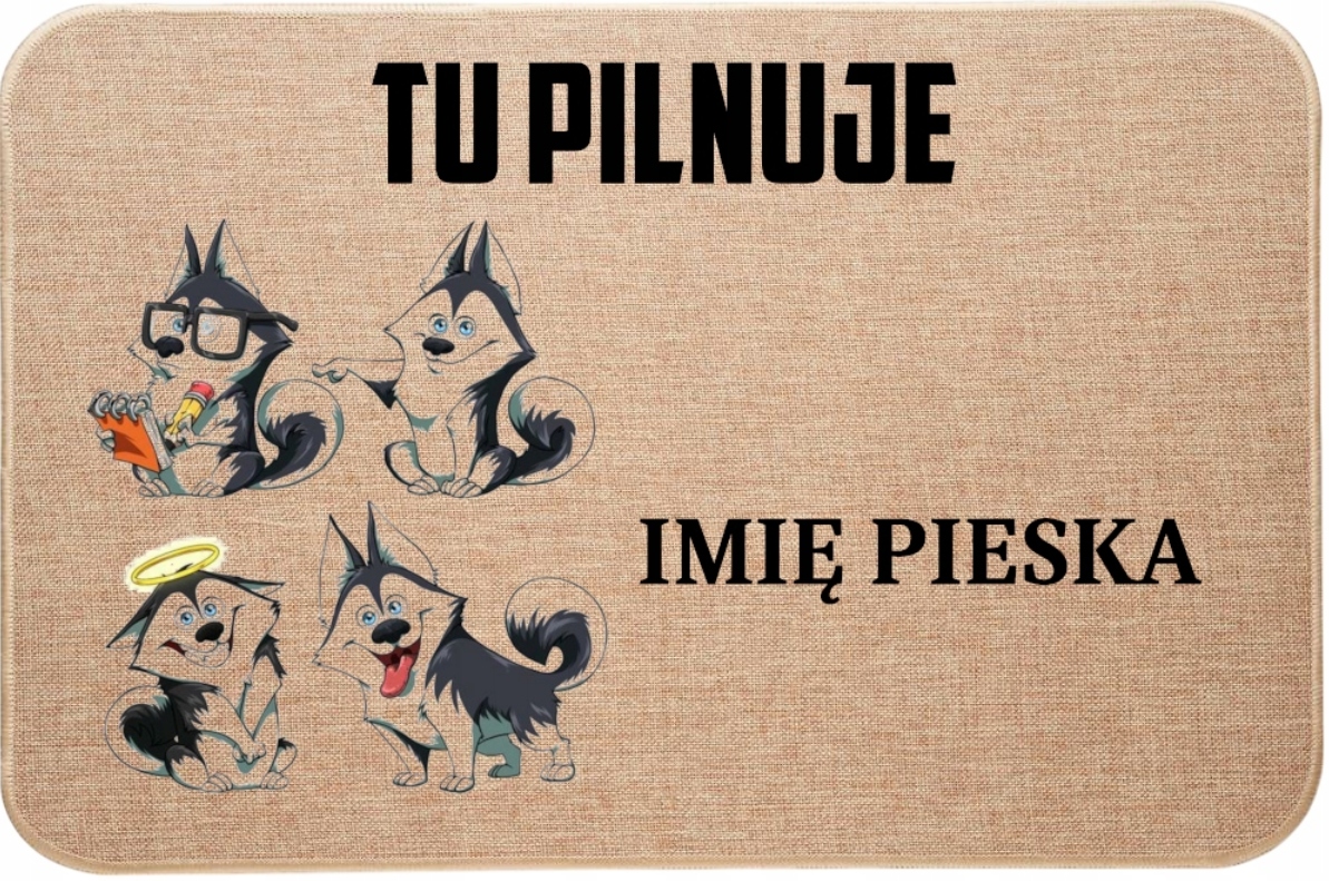 Lněná Vstupní Stěračka Zde Hlídá Husky Ideální Dárek