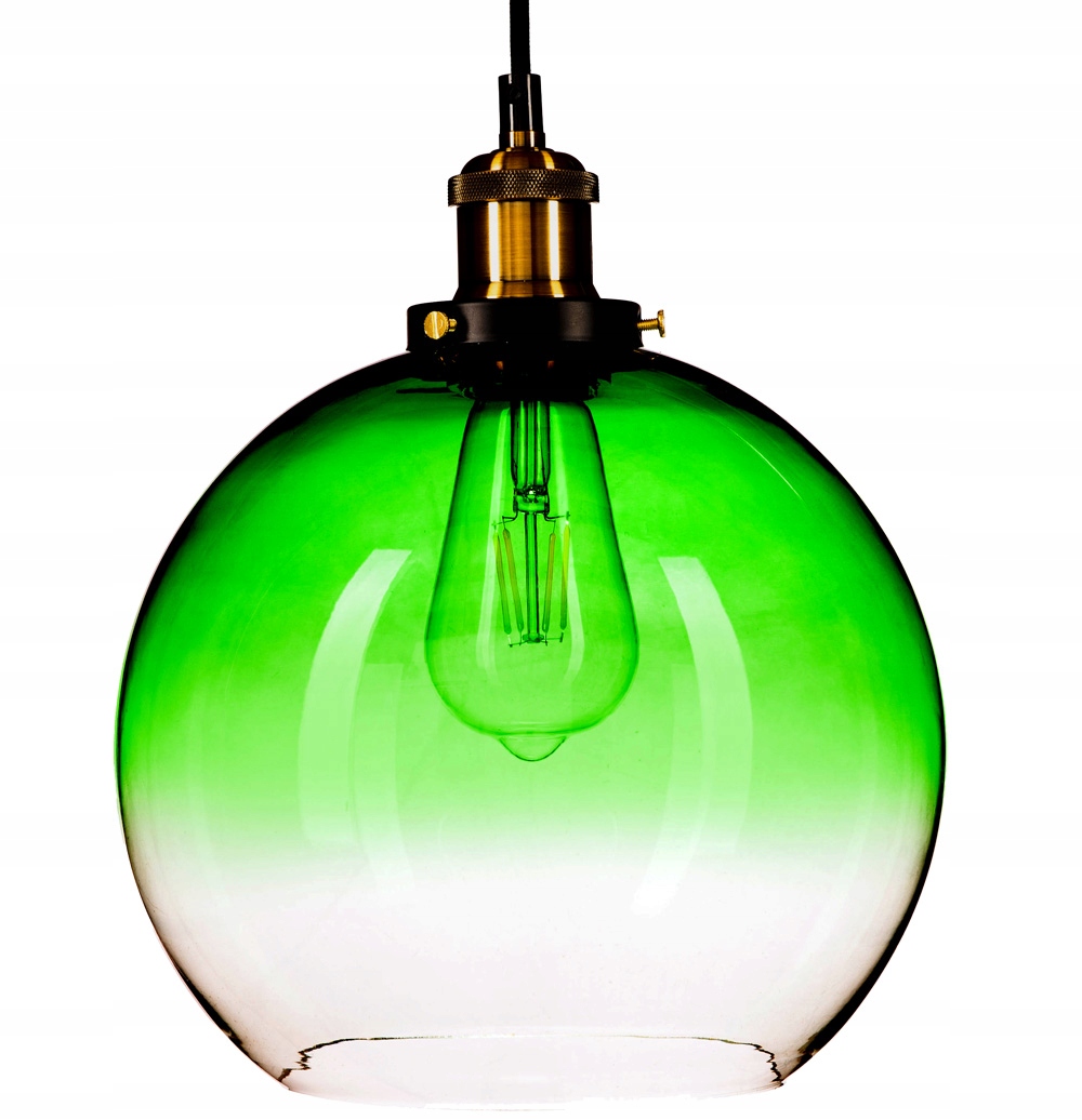 

Lampa wisząca szklana duża kula ombre zielona