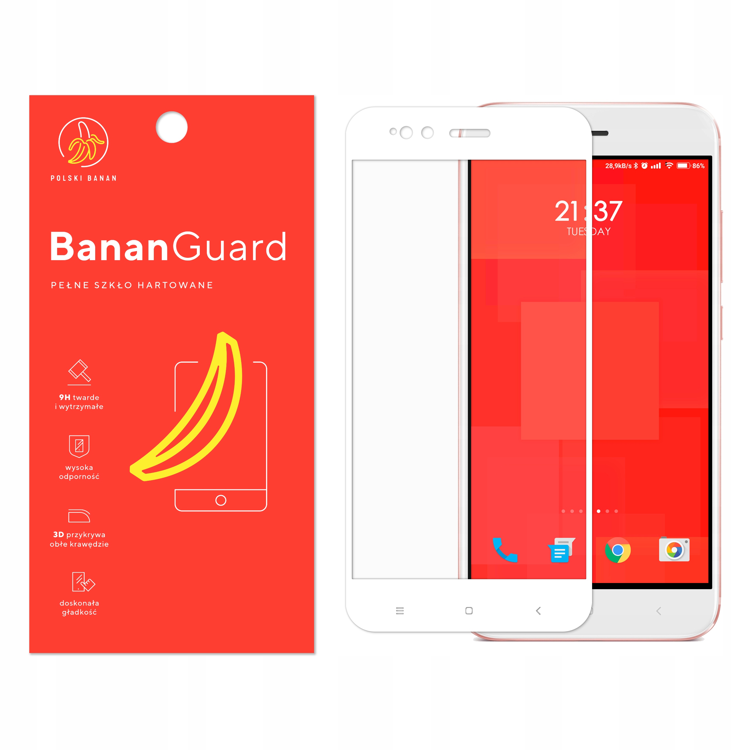 

Szkło Hartowane 3D do Xiaomi Mi A1 Mi 5X Białe