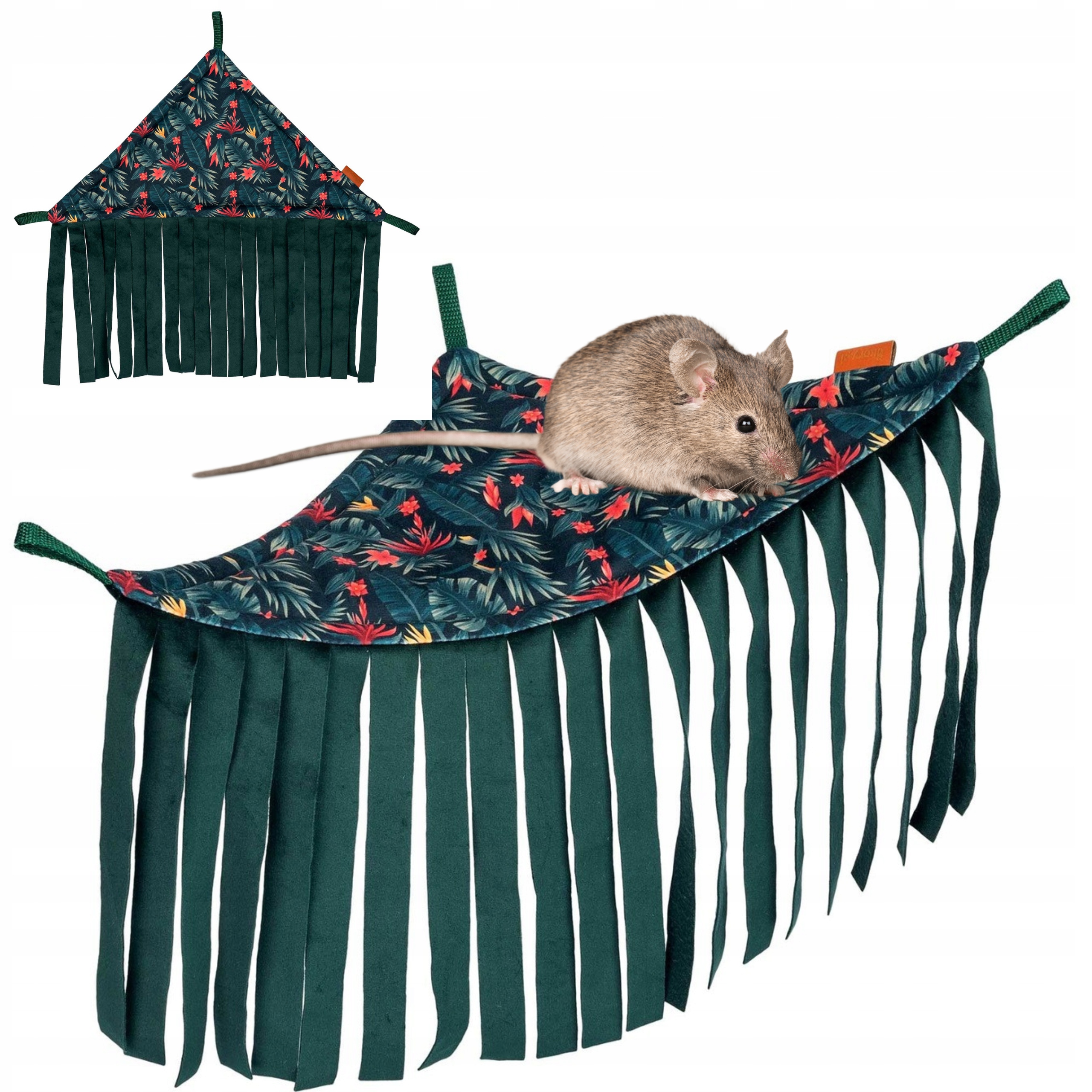 Levně Rohová Houpací Síť pro hlodavce Hlodavci Prasátka Krysy s Třásněmi 38x38x54 cm