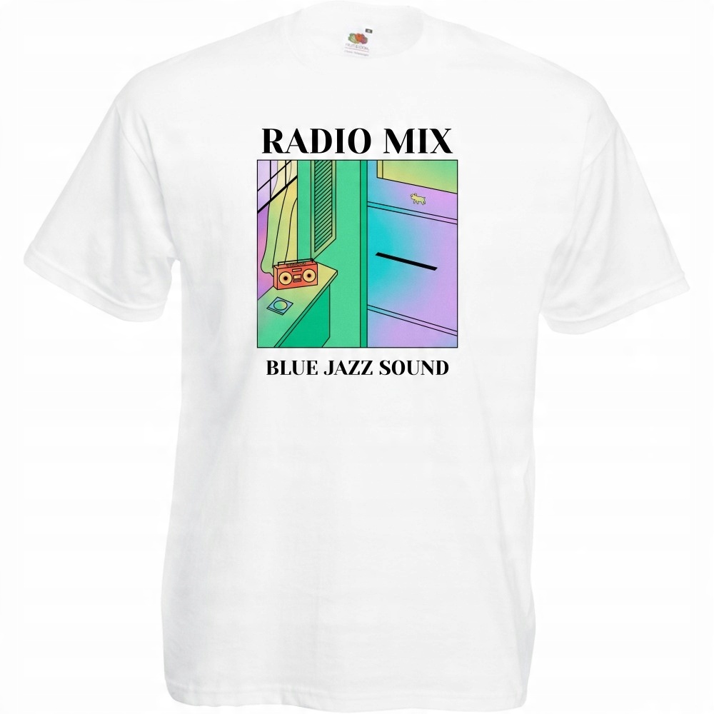 

Koszulka radio mix blue jazz sound S biała