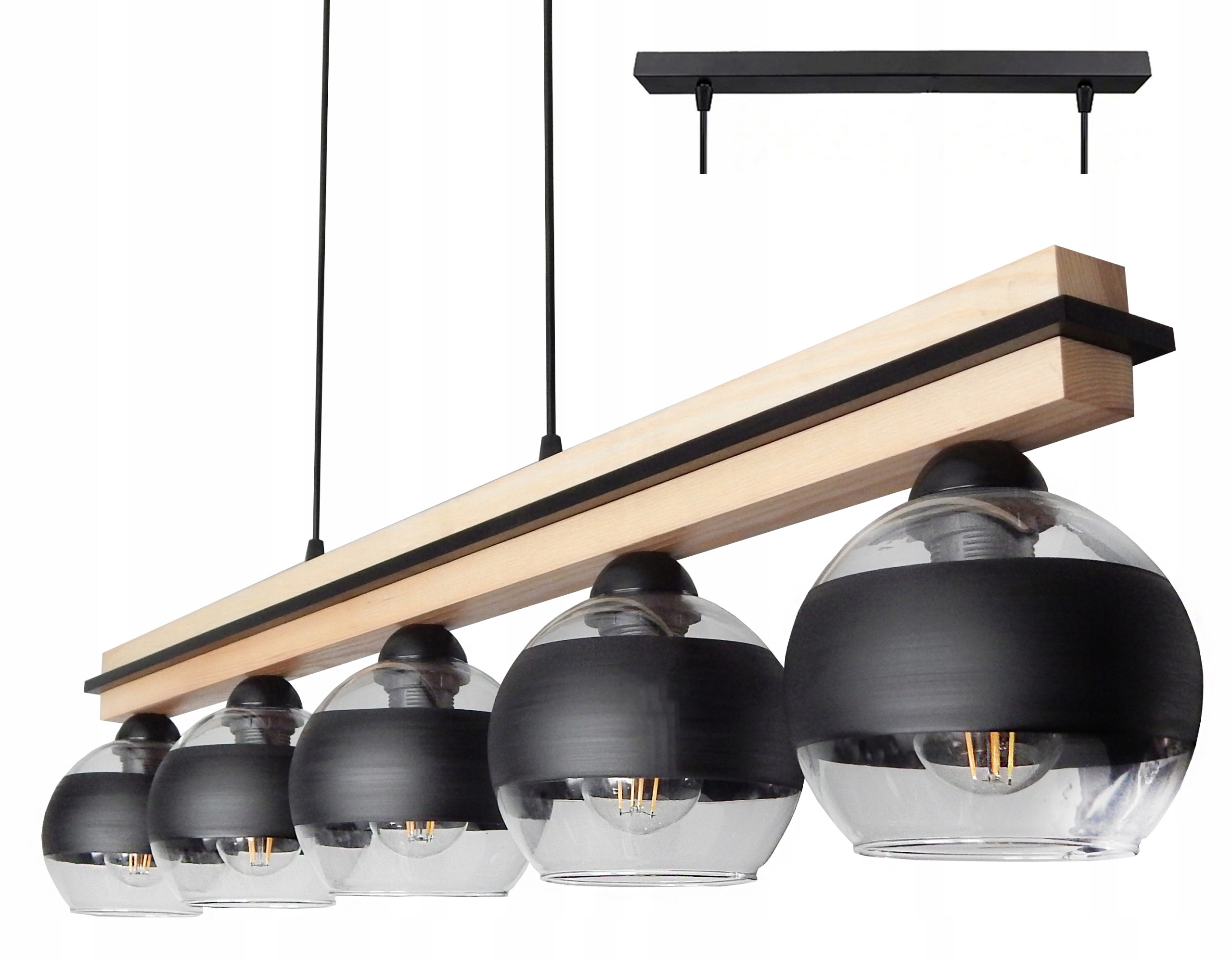 Lampa Nad Stół Duża Drewniana Wisząca Żyrandol Do Salonu Pokoju Led E27