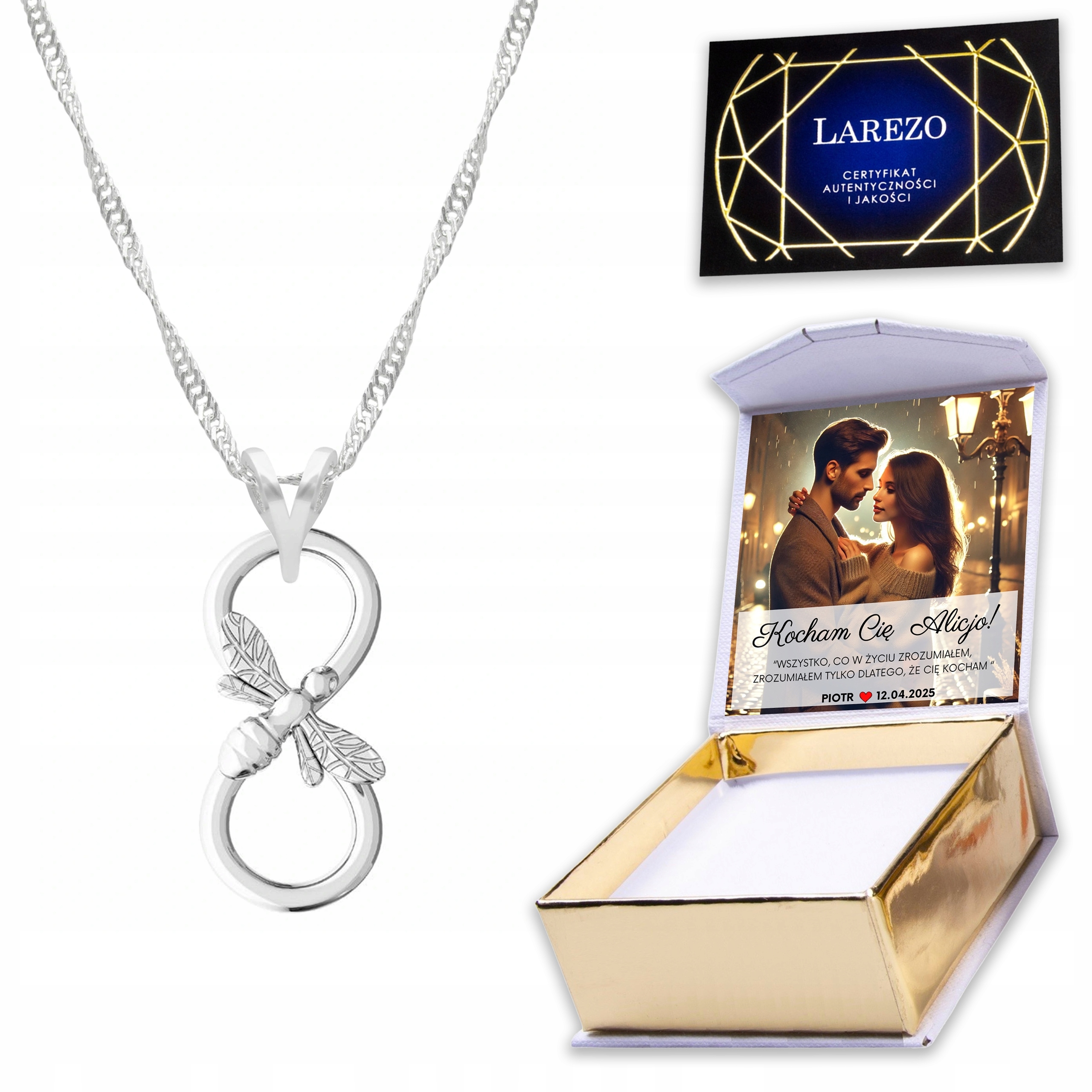 Stříbrný náhrdelník 925 Nekonečno Infinity Love Symbol lásky Potisk