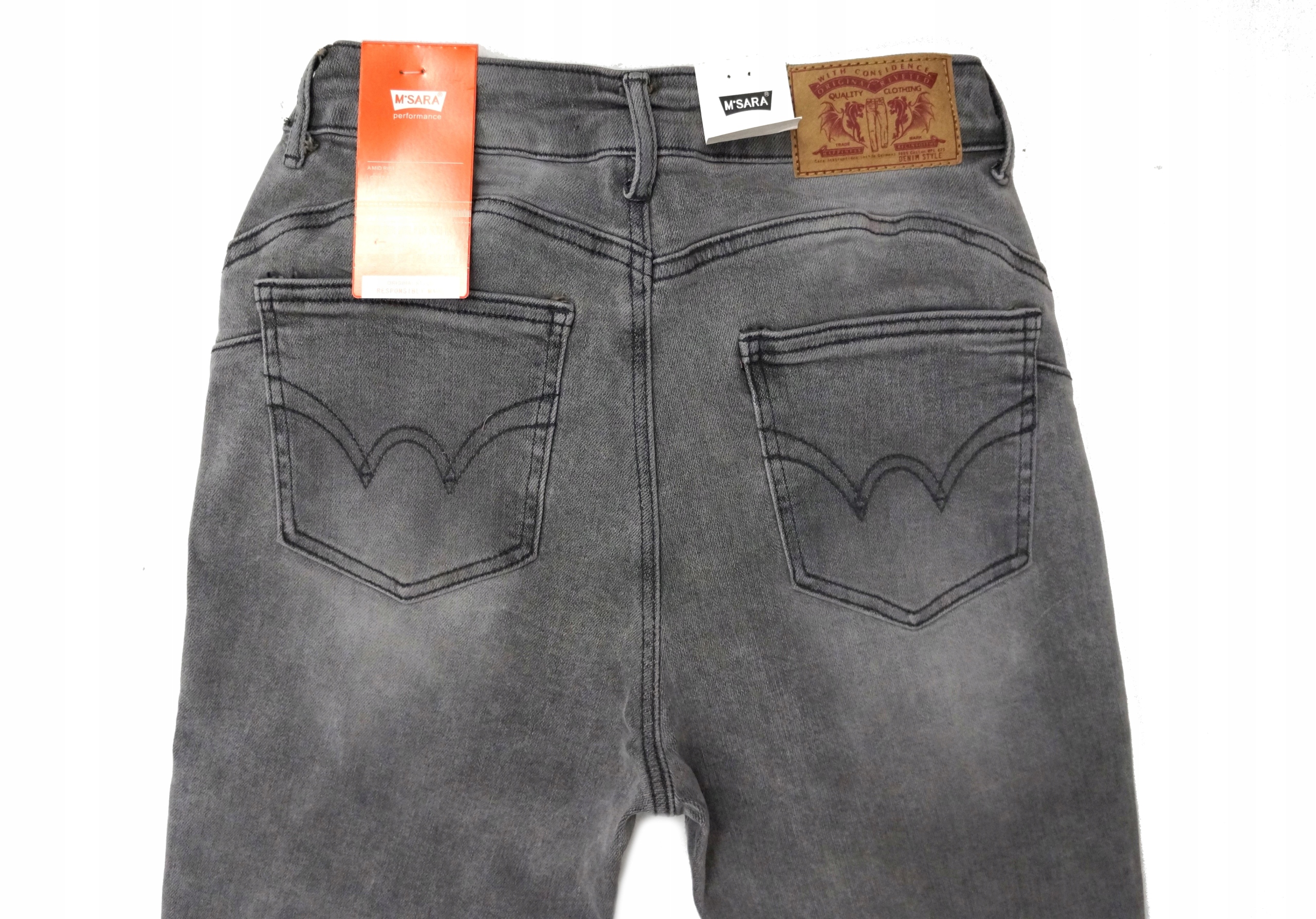 M.SARA DAMSKIE SPODNIE JEANSOWE MOM FIT LUŹNIEJSZE NOGAWKI KOLEKCJA PREMIUM Stan (wysokość w pasie) wysoki