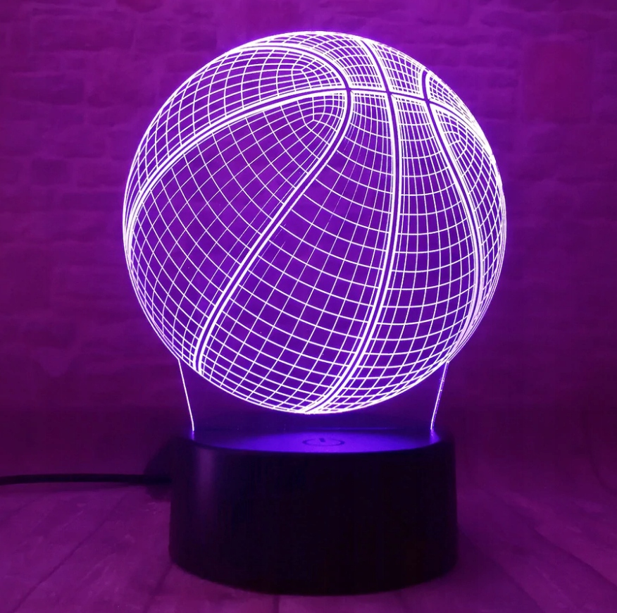 Lampka nocna 3D LED KOSZYKÓWKA USB + PILOT RGB Rodzaj gwintu zintegrowane źródło LED