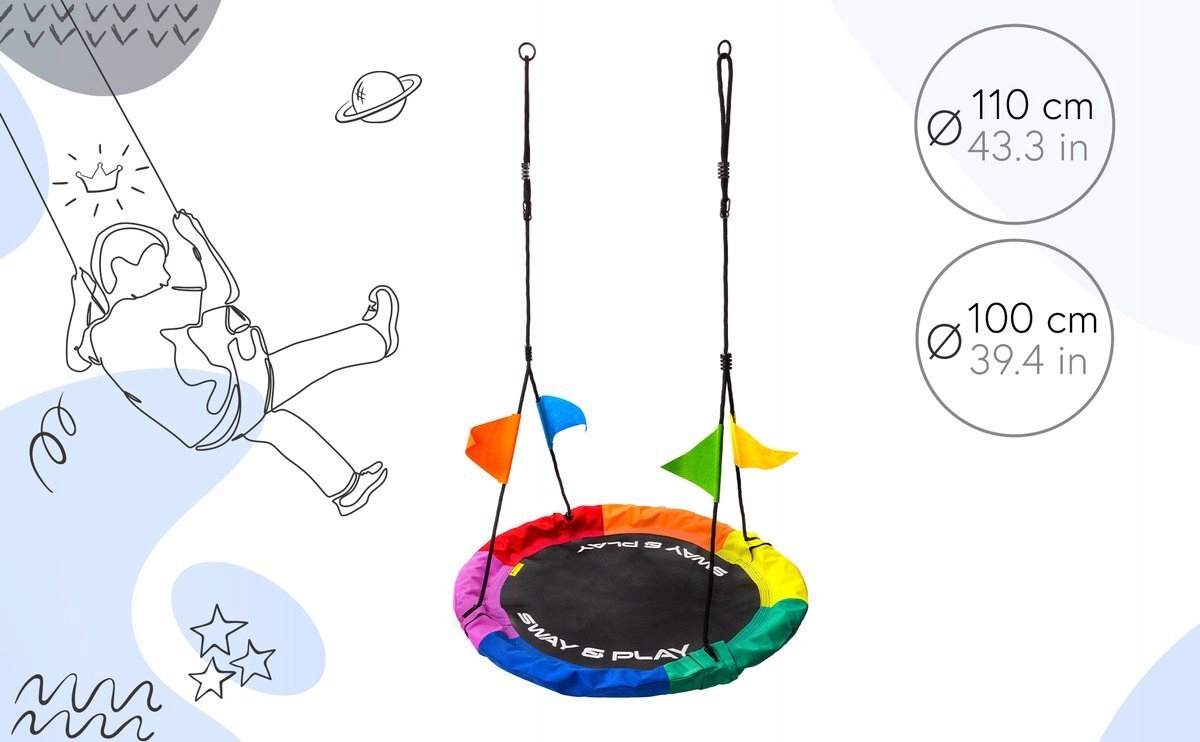 Huśtawka Bocianie gniazdo fotel bujak ogrodowy dla dzieci 100 cm Meteor Bohater brak