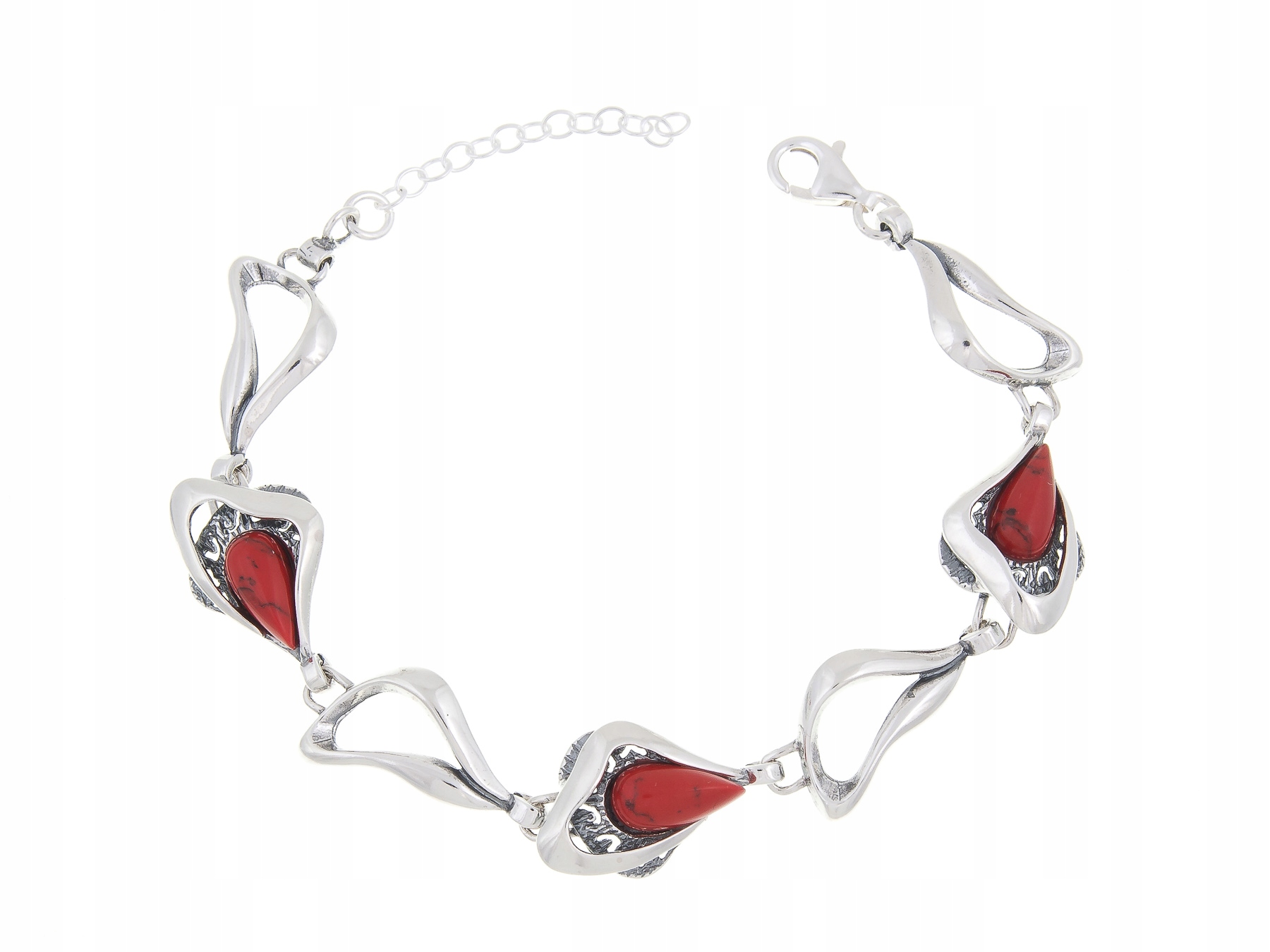 Krásný Stříbrný Korálový Náramek S Dárek