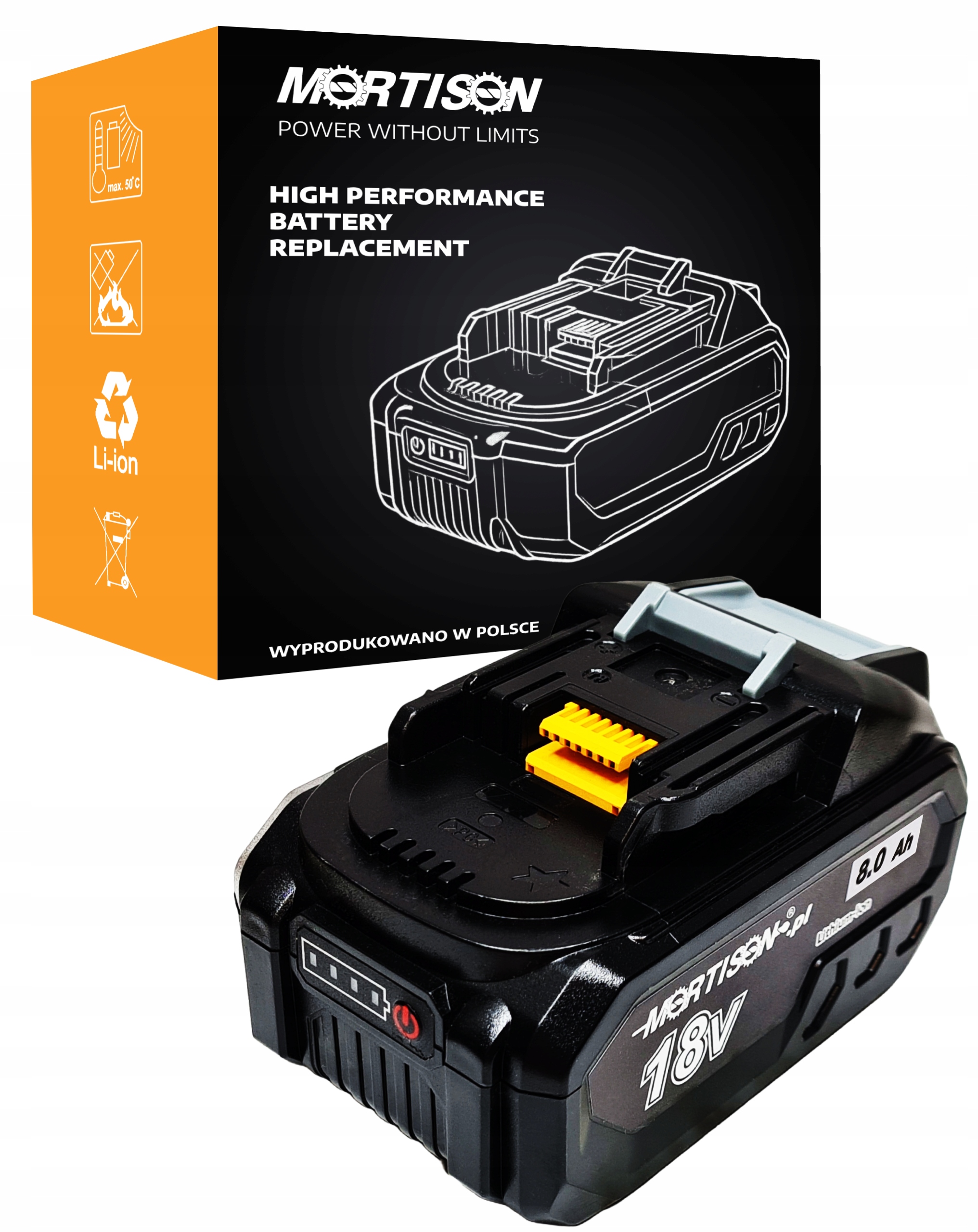 Akumulator Mortison Do Makita 18V 8Ah Bl1850 bl 1860 Kosiarka akumulatorowa