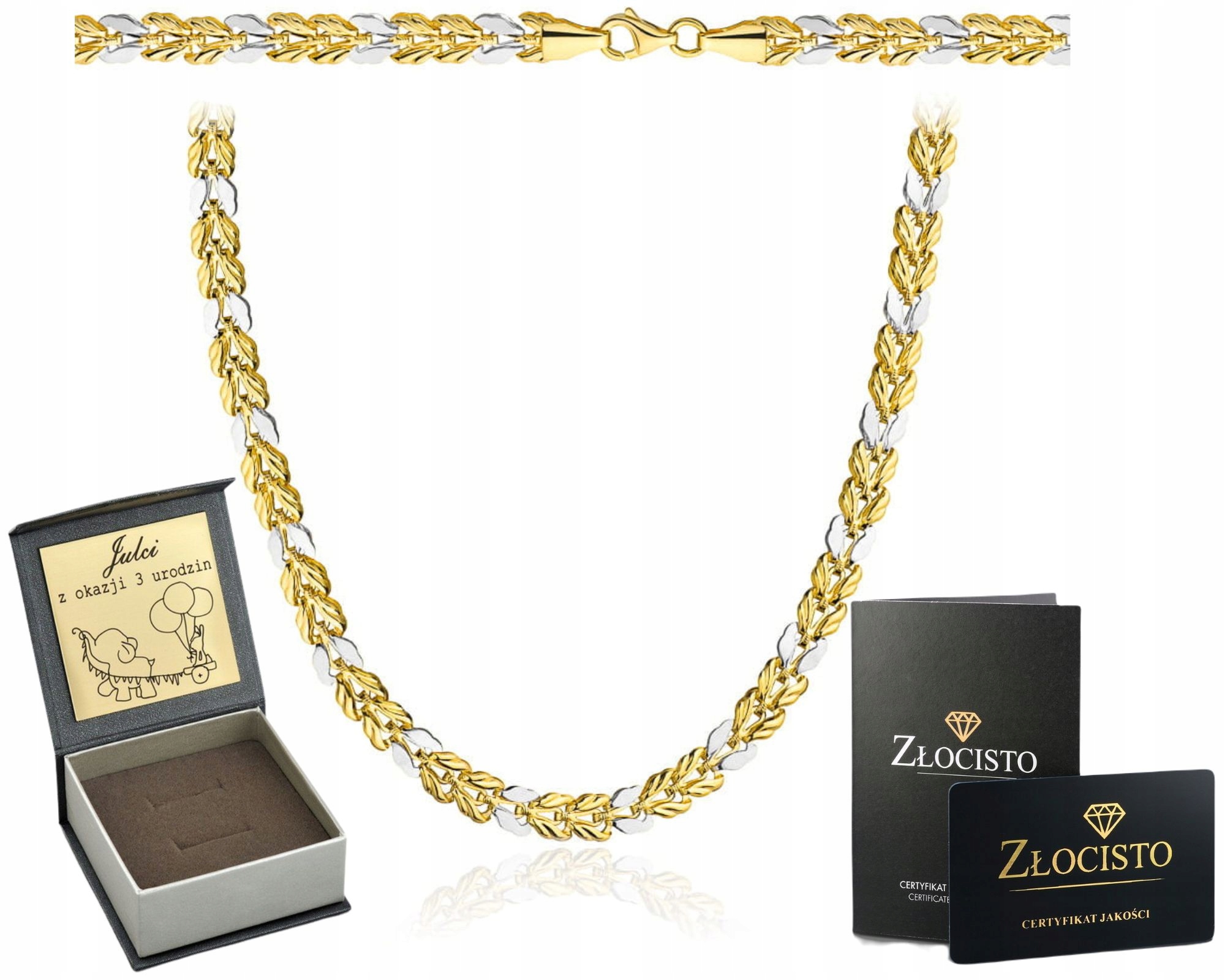 Zlatý Pletený Náhrdelník Ve Dvou Barvách Zlata 50 CM Zlato 585 Jako Dárek