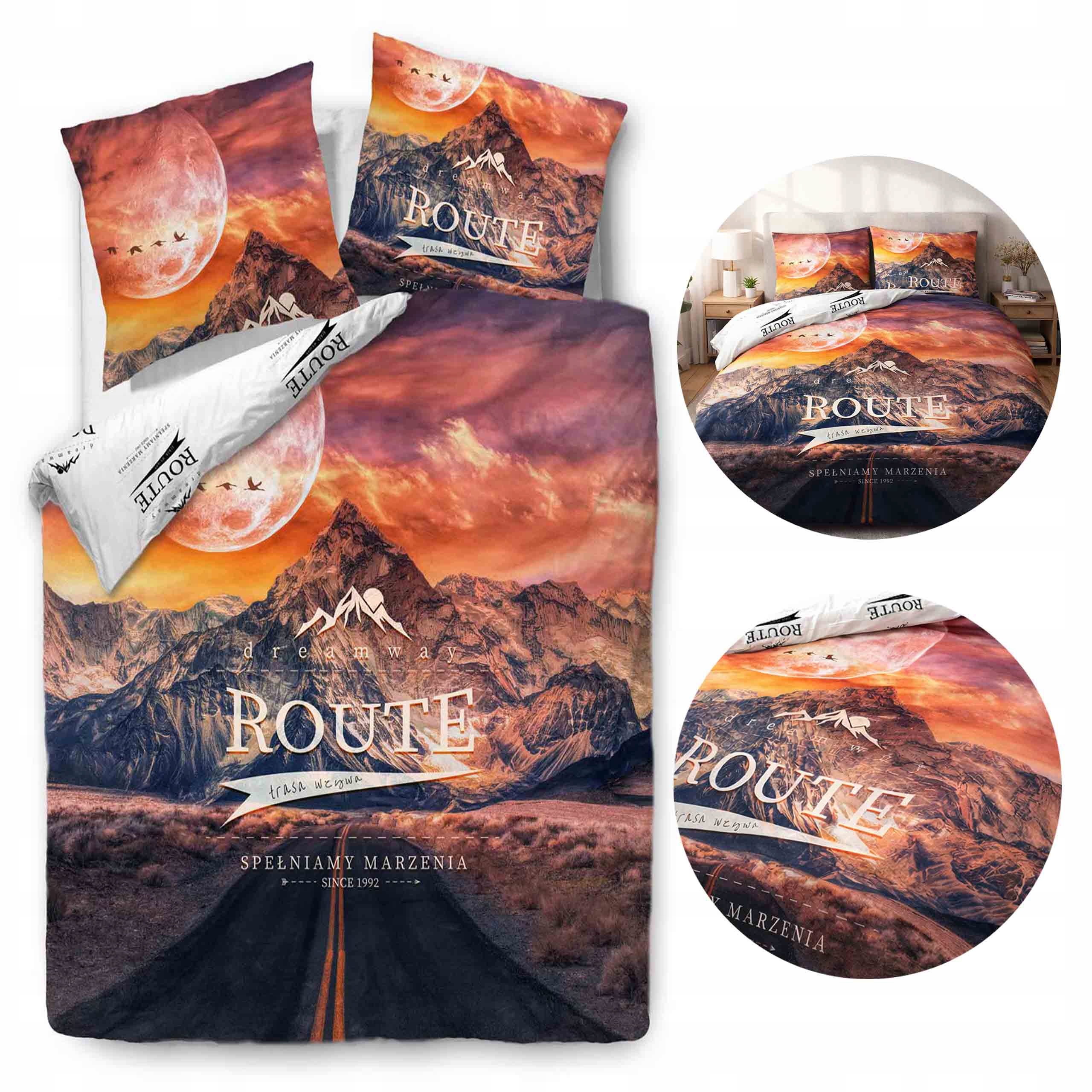 Pościel bawełniana 160x200 młodzieżowa podróże Krajobraz górski zachód