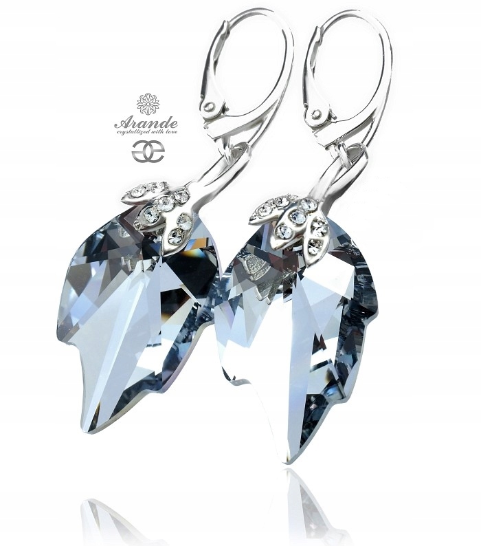 Křišťálové Náušnice Comet Leaf Stříbro Arande