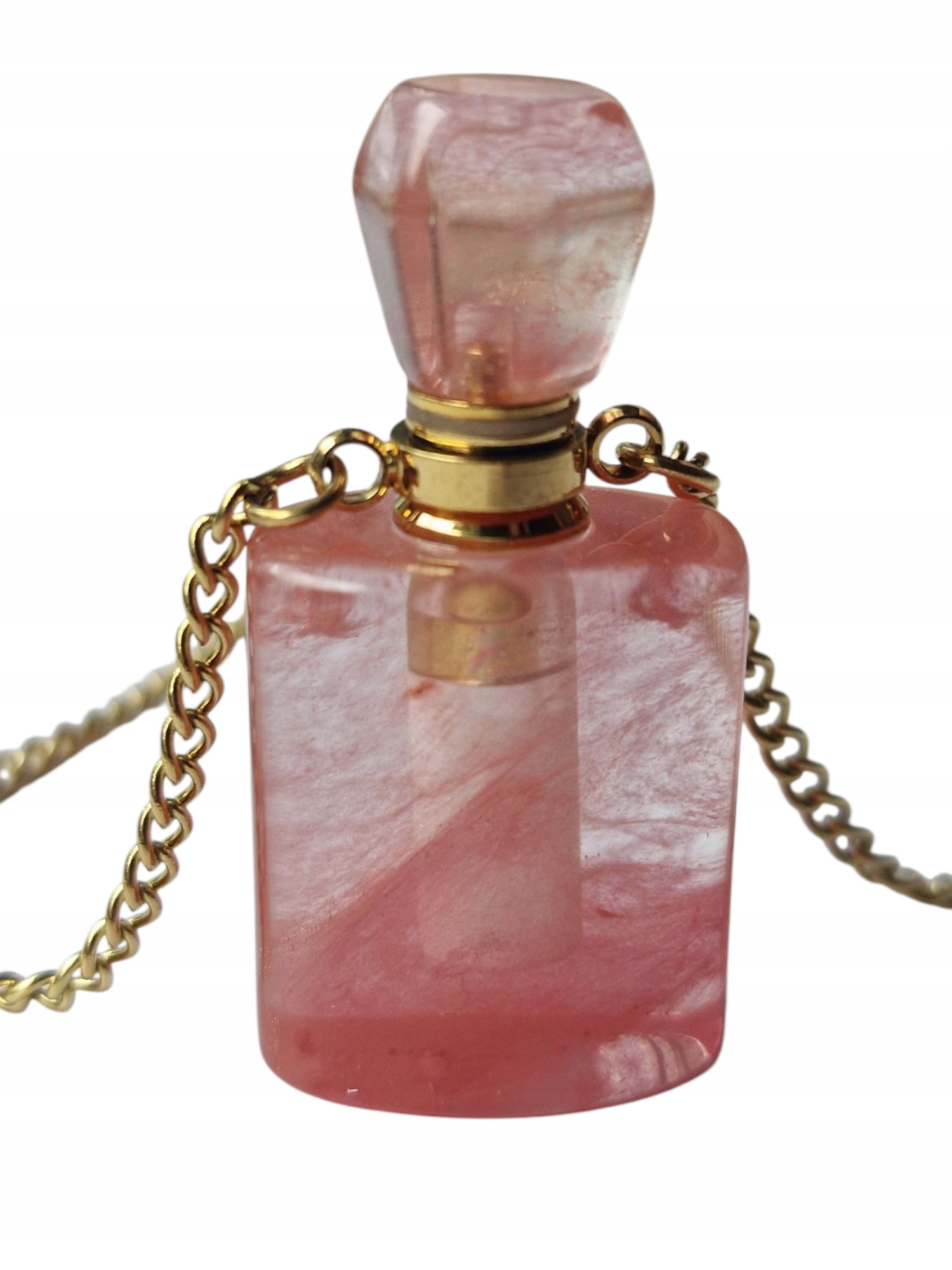 Vintage Křemenný Melounový Náhrdelník S Přívěskem, Parfémovka Agnihara, Dobrá Aura
