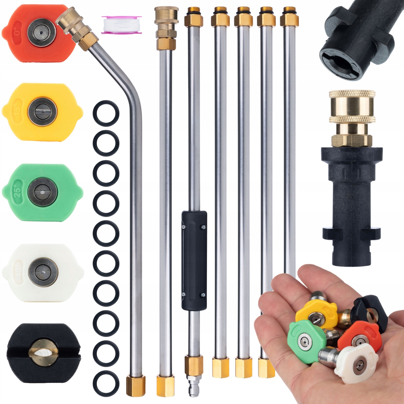 Sada 7 Prodlužovacích Lanek Pro Karcher Lanka 2,6 M 1/4“ Ohnutá Tryska