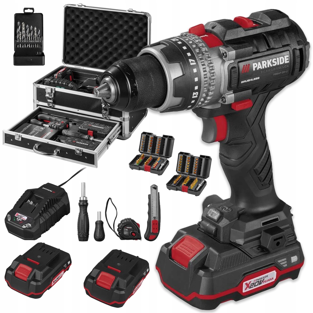 Wiertarko-wkrętarka Parkside 20V Zestaw 2X Akumulator 2AH Ładowarka