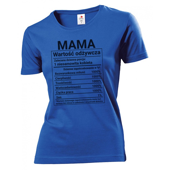 

Koszulka damska Mama wartość odżywcza etykieta L
