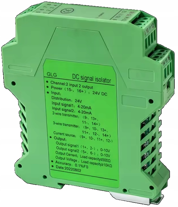 Prevodník signálu 4-20 mA na 0-10 V s optoizoláciou 2 kanály