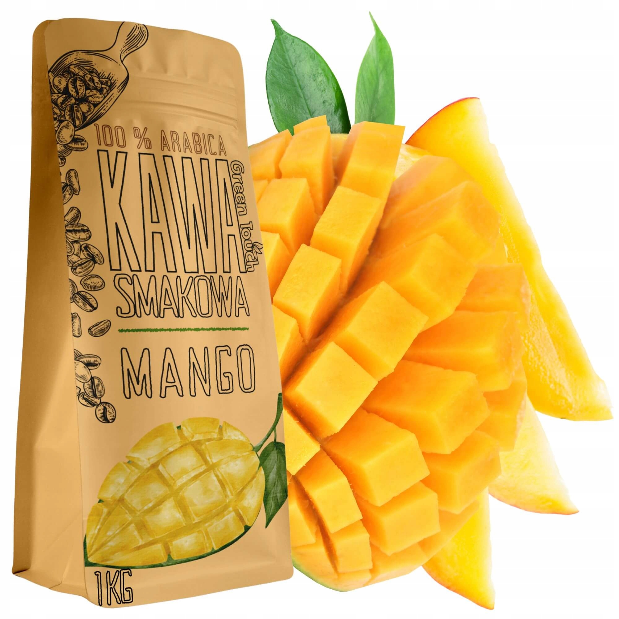 Mletá Káva s příchutí Mango, šťavnaté mango arabica 1 kg Green Touch