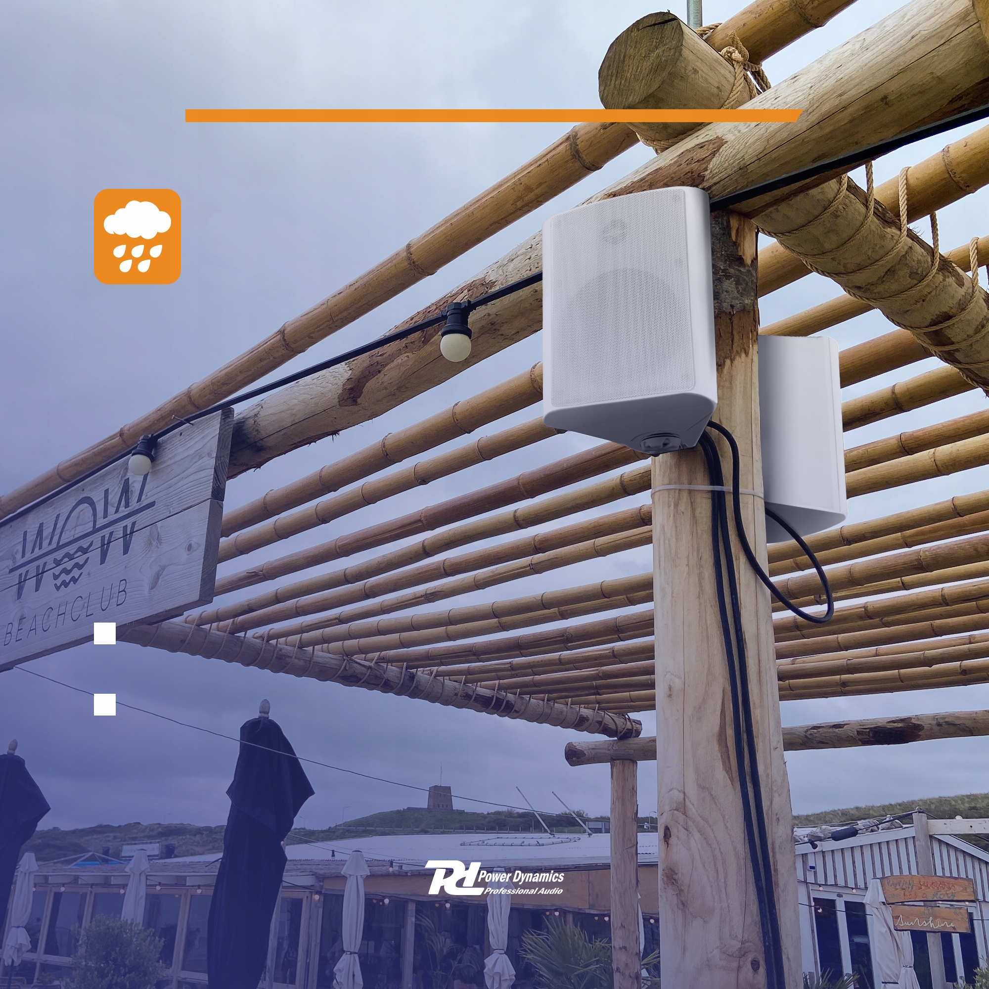 Kolumny wodoodporne ZEWNĘTRZNE 4''100W IP56 2szt Kolor biały