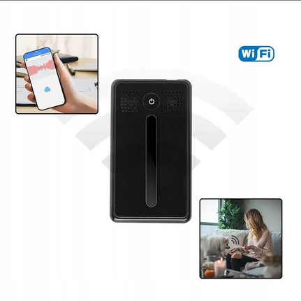 PODSŁUCH WIFI NA ŻYWO BEZ SIM DYKTAFON SD MIKROFON APP Kolor czarny