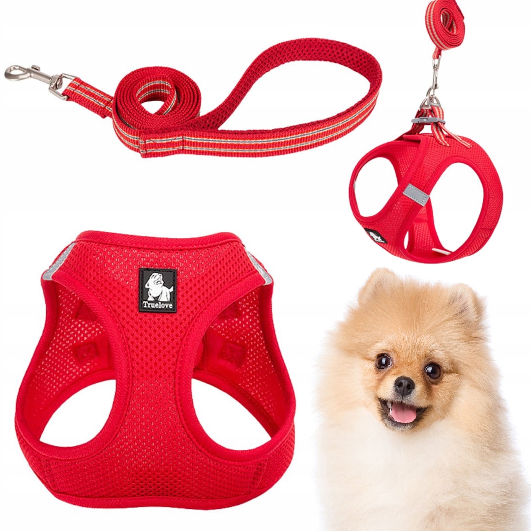 Szelki Smycz Dla Małego Psa Kota Lekkie Truelove Mini Czerwone Xxs Zestaw