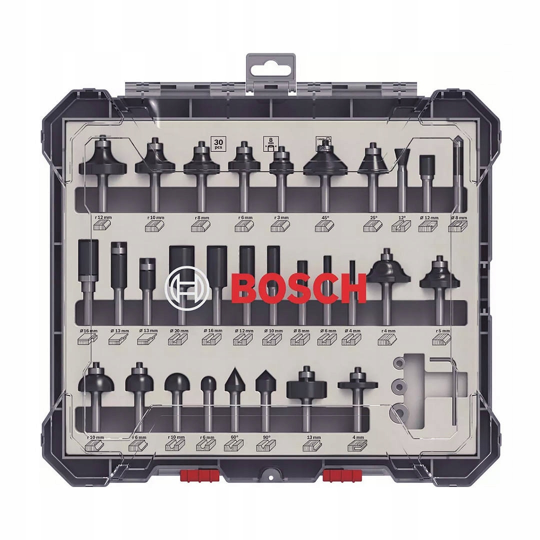 Zestaw 30 Frezów Mieszanych Do Drewna Uchwyt 8 mm Bosch 2607017475