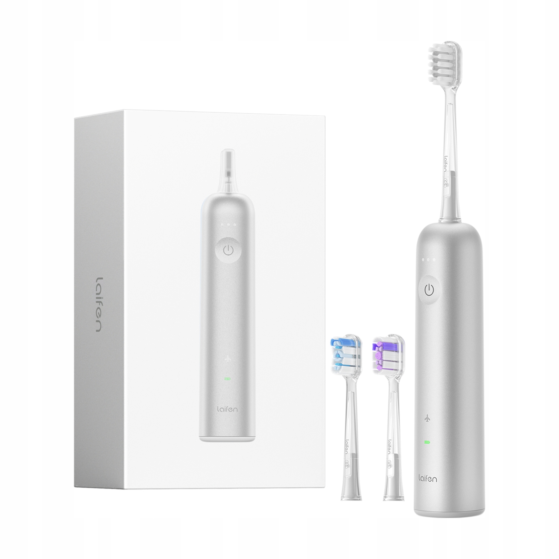 Laifen Szczoteczka do Zębów Soniczna Wave Aluminium Srebrna 3 Główki Tuv