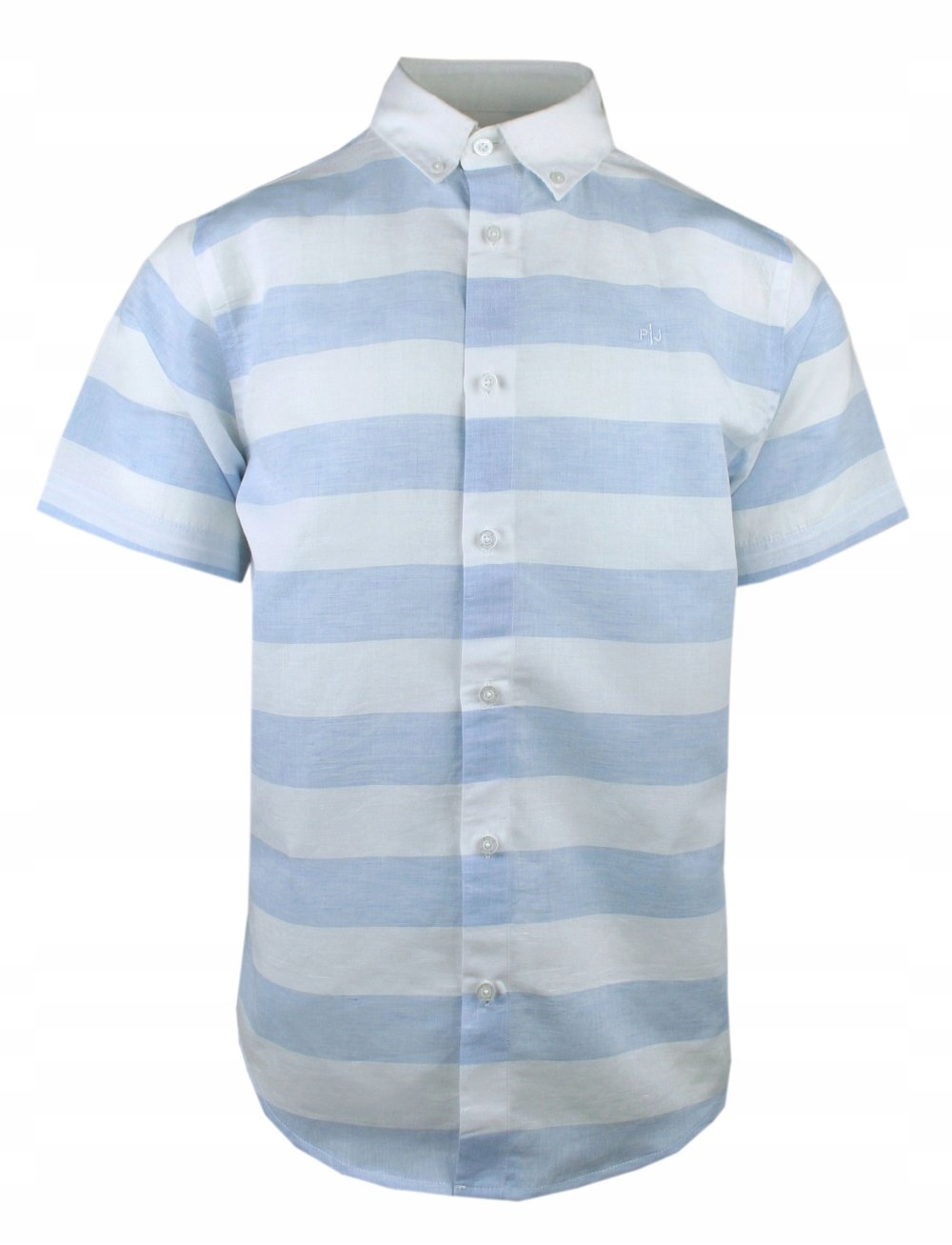 Lněno-bavlněná víkendová košile -Pako Jeans- Bílo-modrá, pruhy -3XL