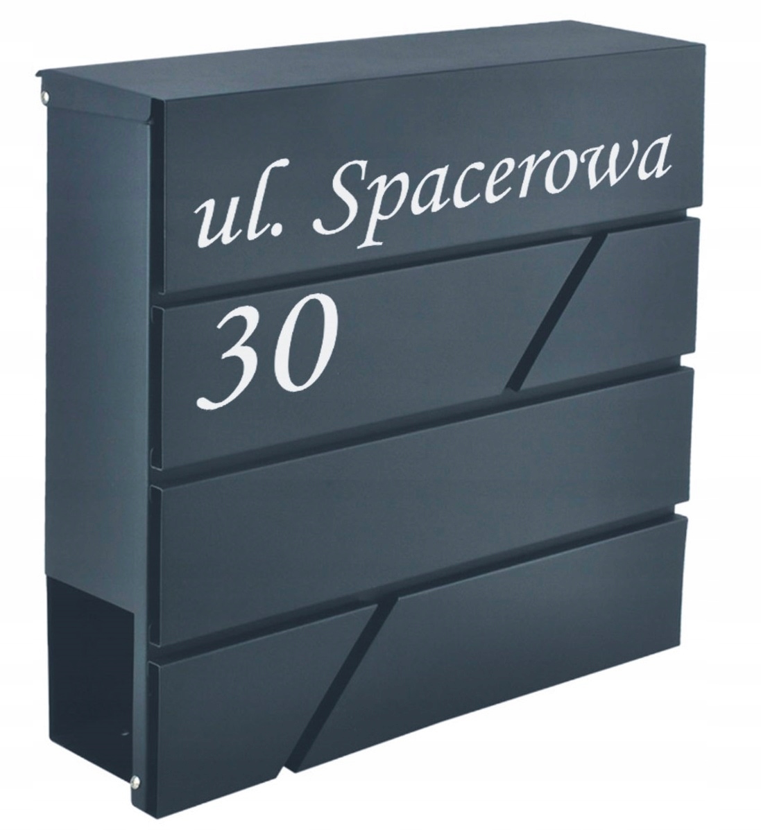 Poštovní Schránka Na Novinové Dopisy Antracit S Číslem Domu A Adresou Uv Tisk