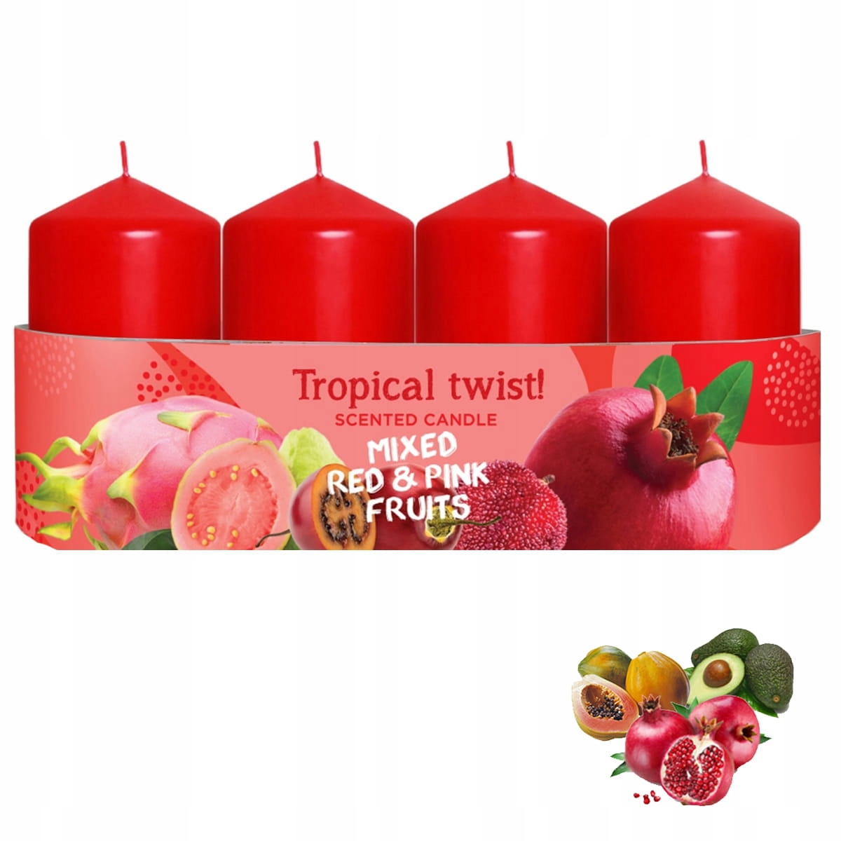 

Świeca zapachowa 4szt. Tropical Twist Red 10h 40x