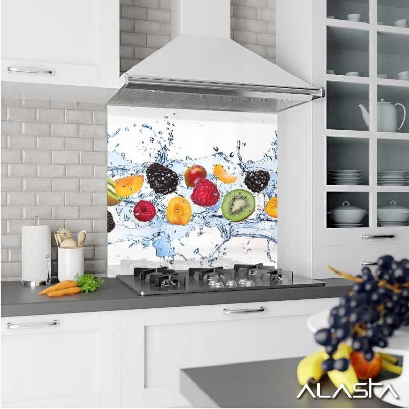 Panel szklany hartowany 65x60 Owoce i woda + KLEJ Stan opakowania oryginalne