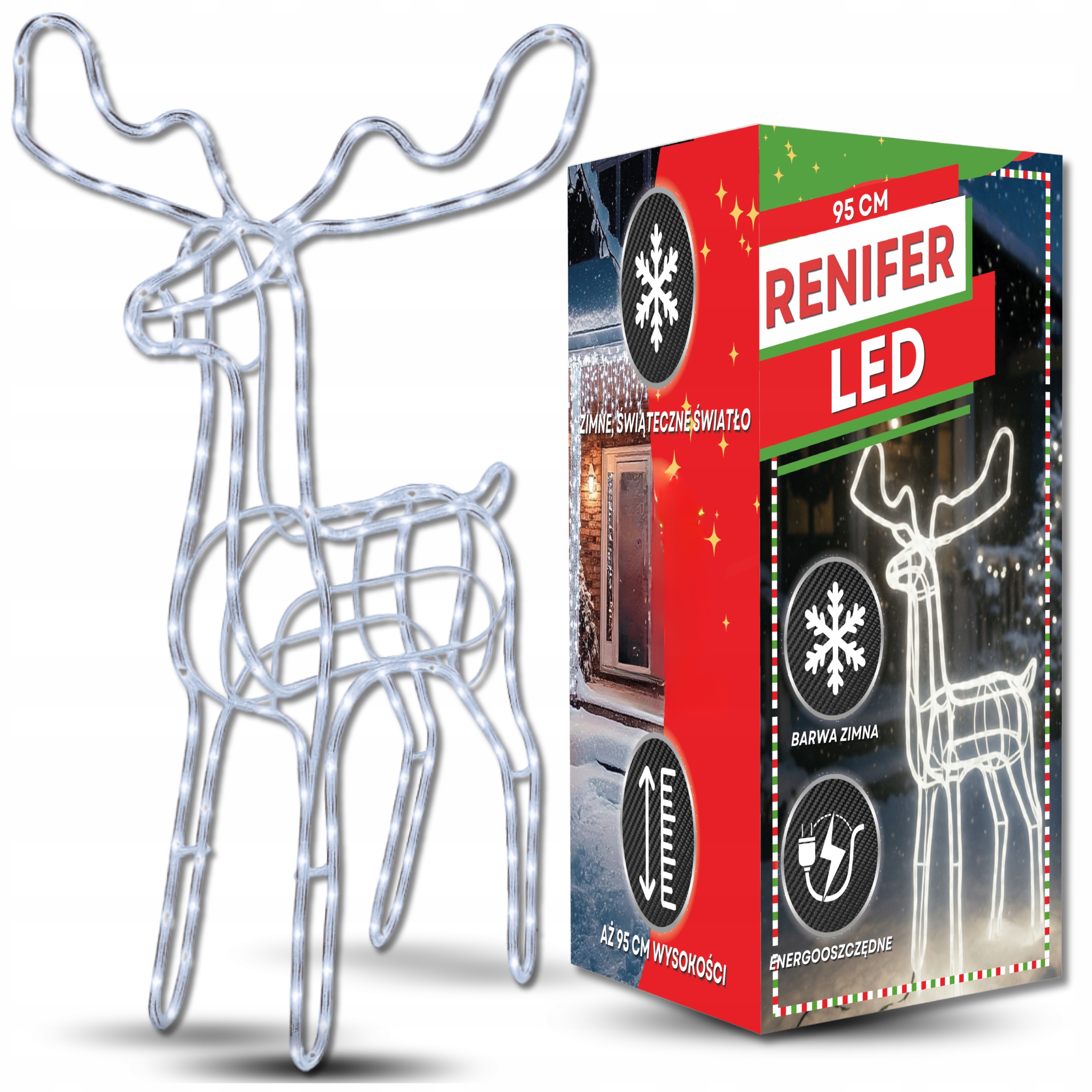 Velký Svítící Sob 95 CM 216LED Světla V Bílé Jelínek Vánoční Dekorace Jelen