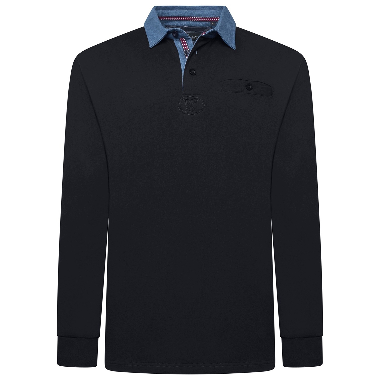 Tričko Pánské Polo s dlouhým rukávem Černá Kam Velké Velikosti [Velikost 3XL]