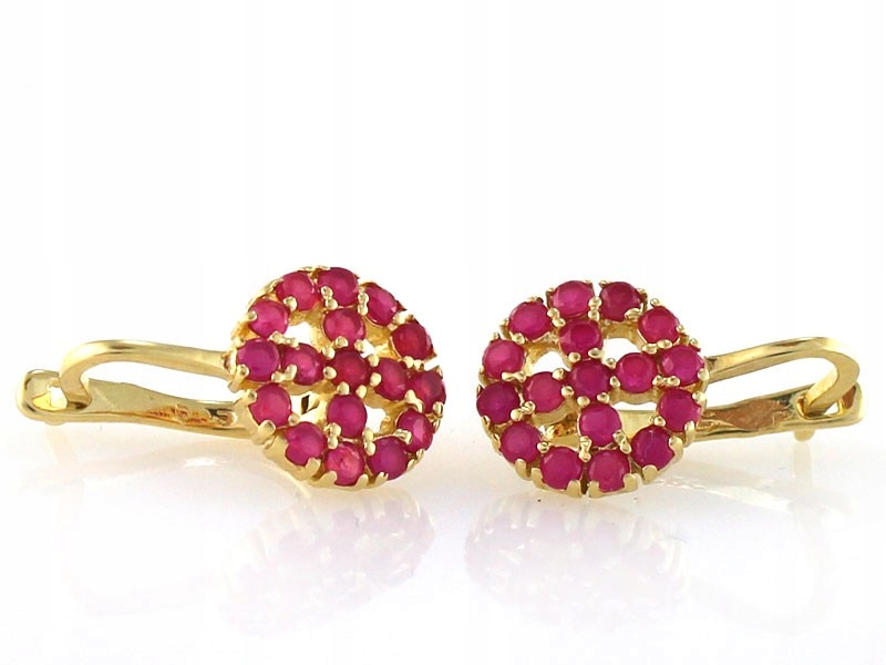 Zlaté náušnice 585 rubínové zirkony ve tvaru kruhu, anglické zapínání