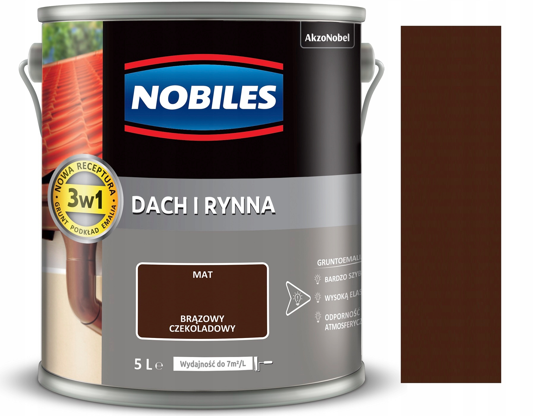 Nobiles Farba Dach I Rynna Brąz Czekoladowy 5L