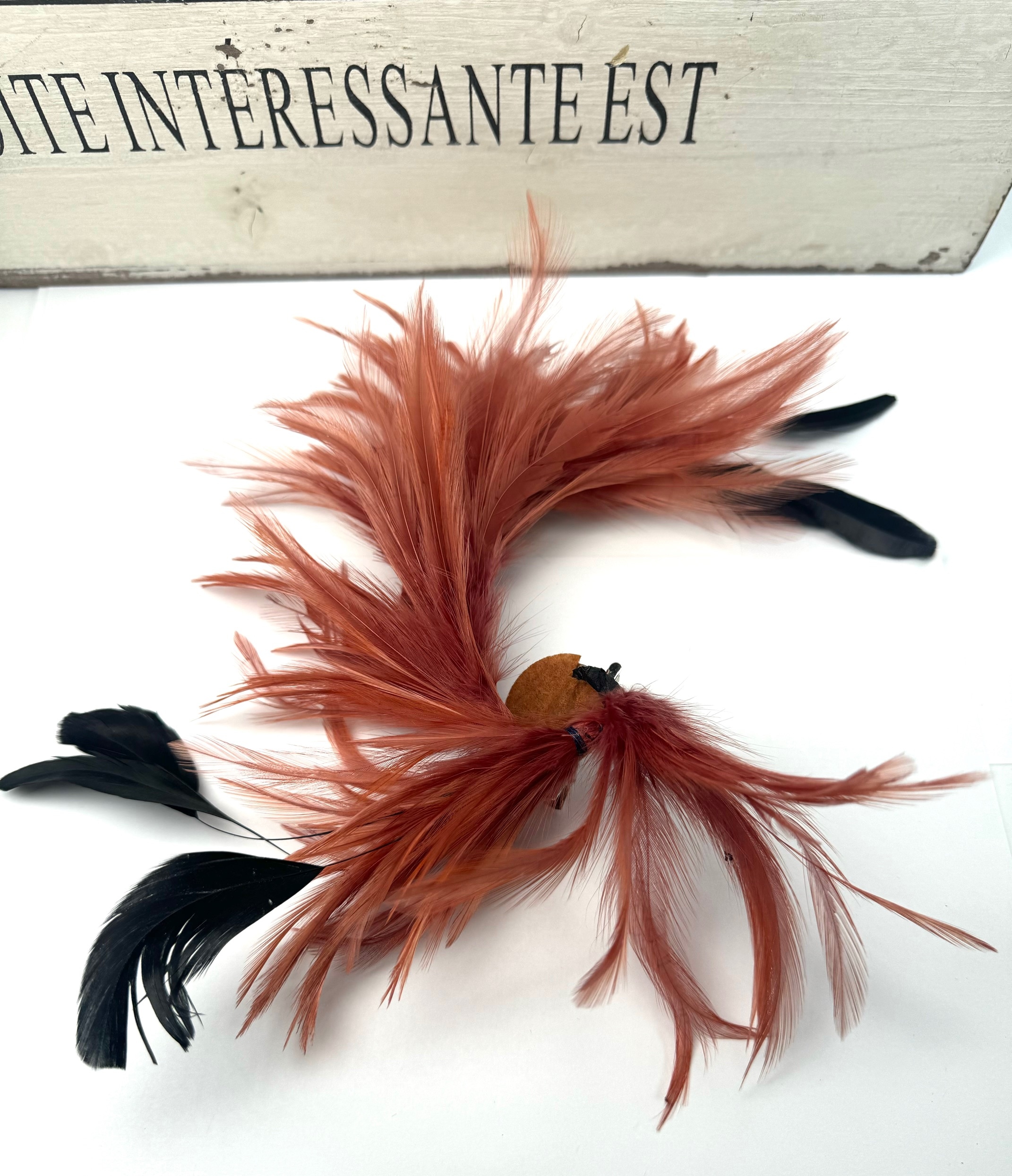 Fascynator na głowę BROSZKA PRZYPINKA Stroik na głowę PIÓRA CEGLANY Marka Inna marka