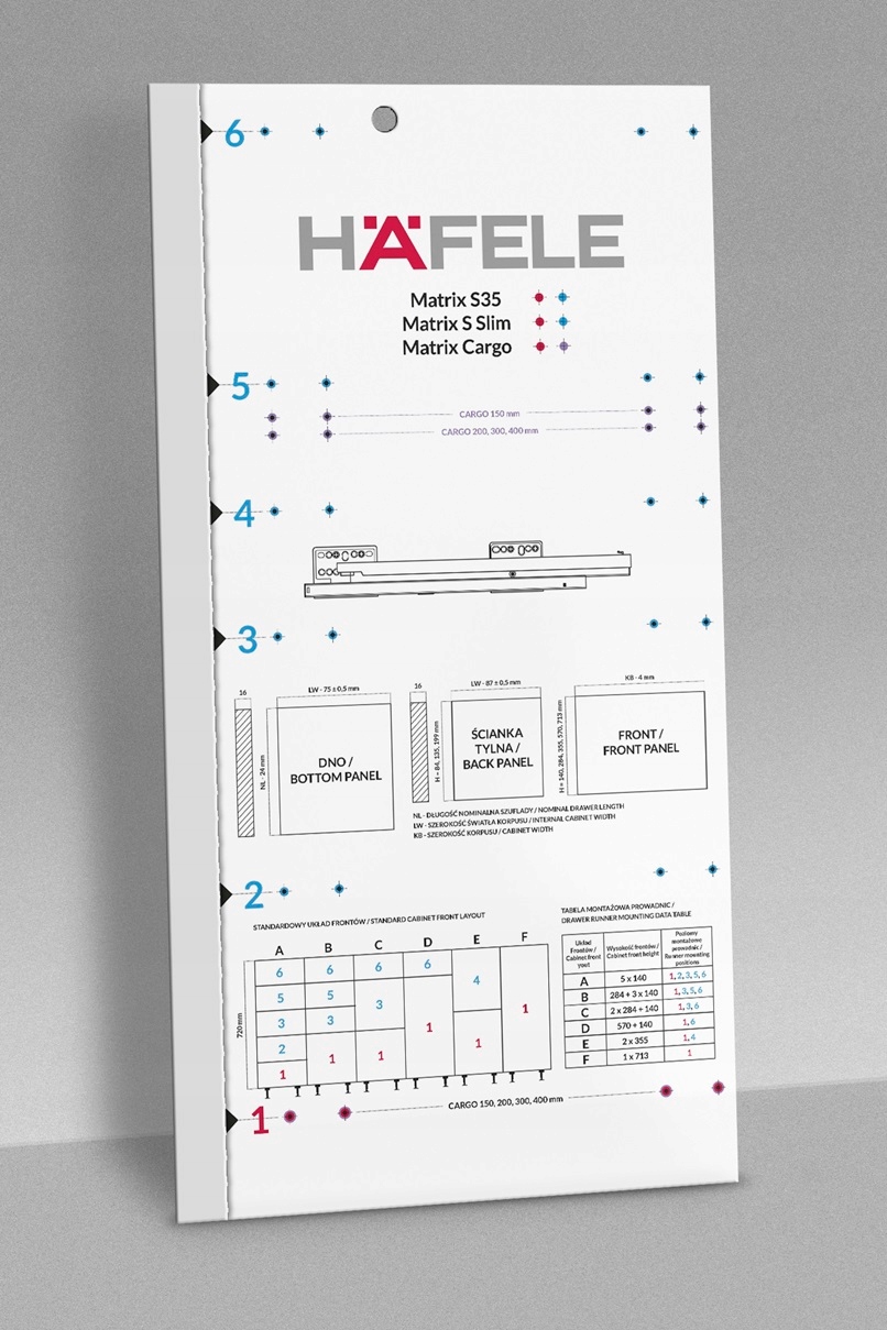 Šablona pro zásuvky Hafele Matrix S Slim velká pro korpus