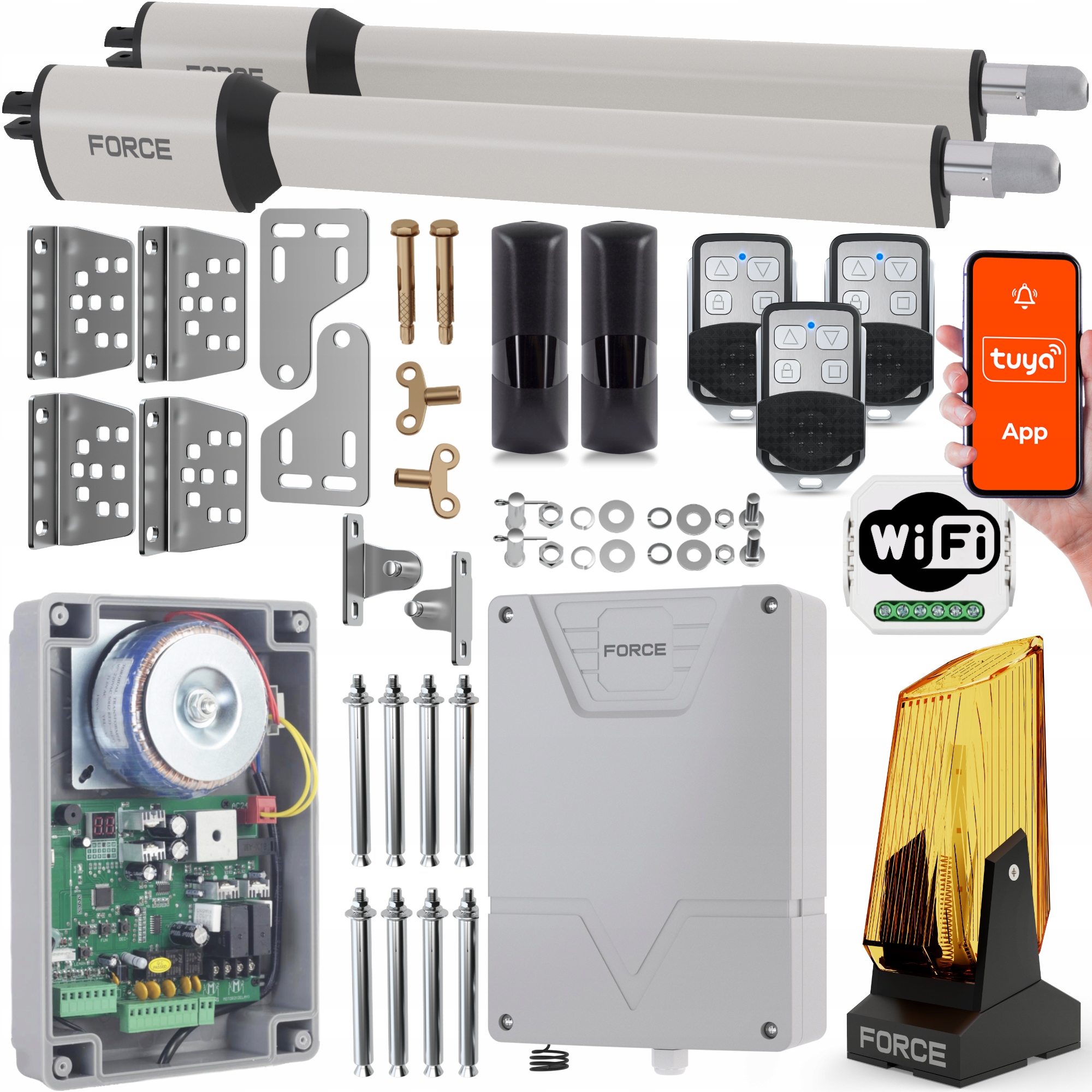 Sada pro křídlovou bránu Force SW300 Ls Koncovky 2x3 m 600 kg WiFi