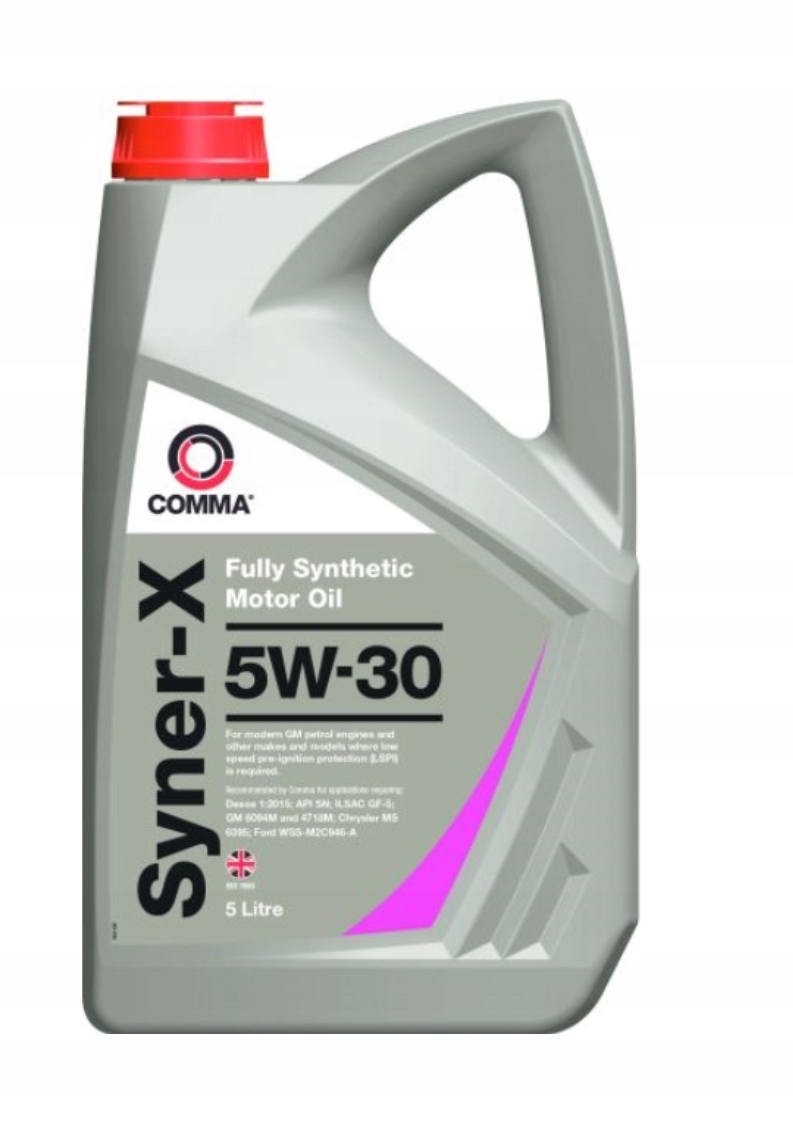 Comma SYNER-X-5W-30 5L Motorový Olej Dexos Api Sn Ilsac GF-5 Gm 6094M Ms 6