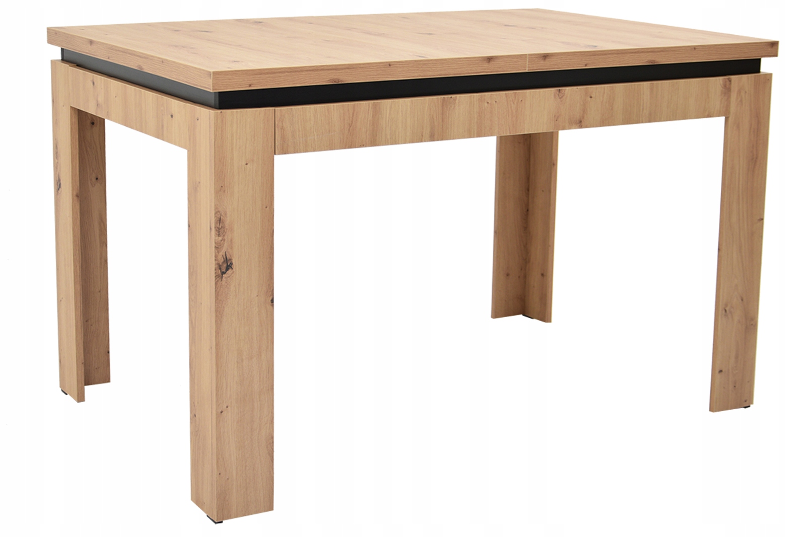 Rozkładany stół do 160 cm blat ARTISAN i 6 CZARNYCH krzeseł EKO SKÓRA WELUR Kolor korpusu stołu czarny