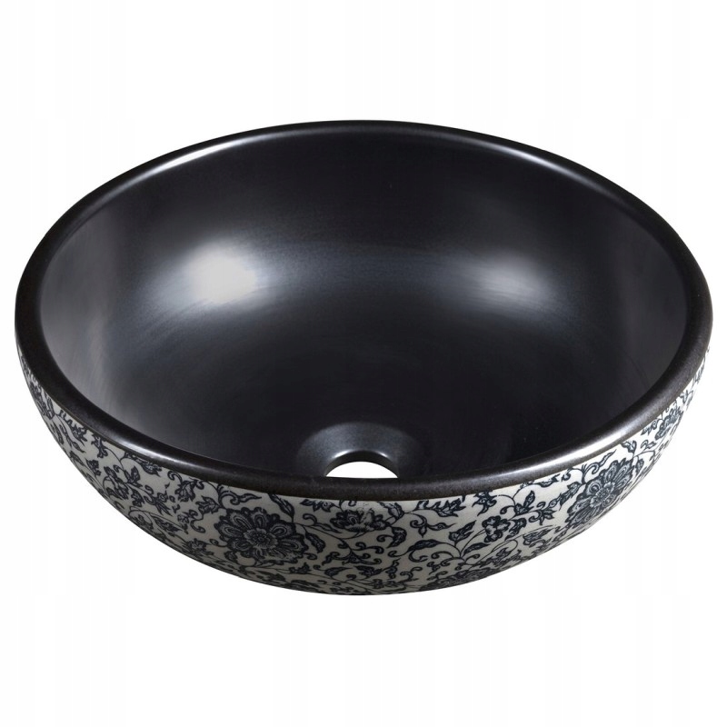 Sapho Priori keramická umývadlová doska 41 cm, čierna s modrým vzorom