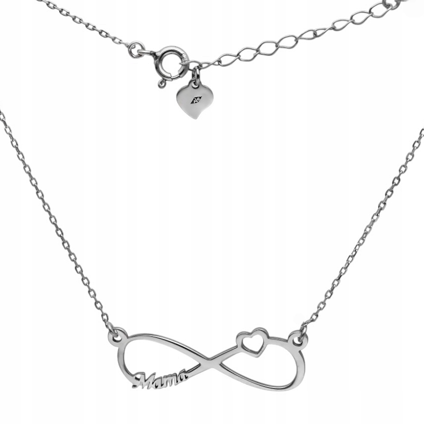 Stříbrný rhodiovaný náhrdelník Infinity se srdíčkem Maminka