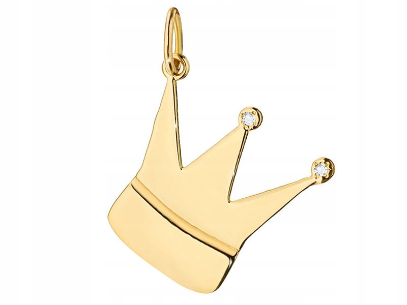 Zlatý přívěsek 585 koruna s brilianty a diamantem na řetízek 14k