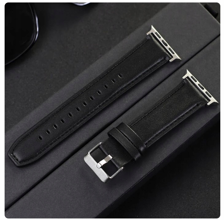 Pasek Do Męskiego iWATCHA 38 MM Czarny Ekoskóra Długi Rozmiar XL