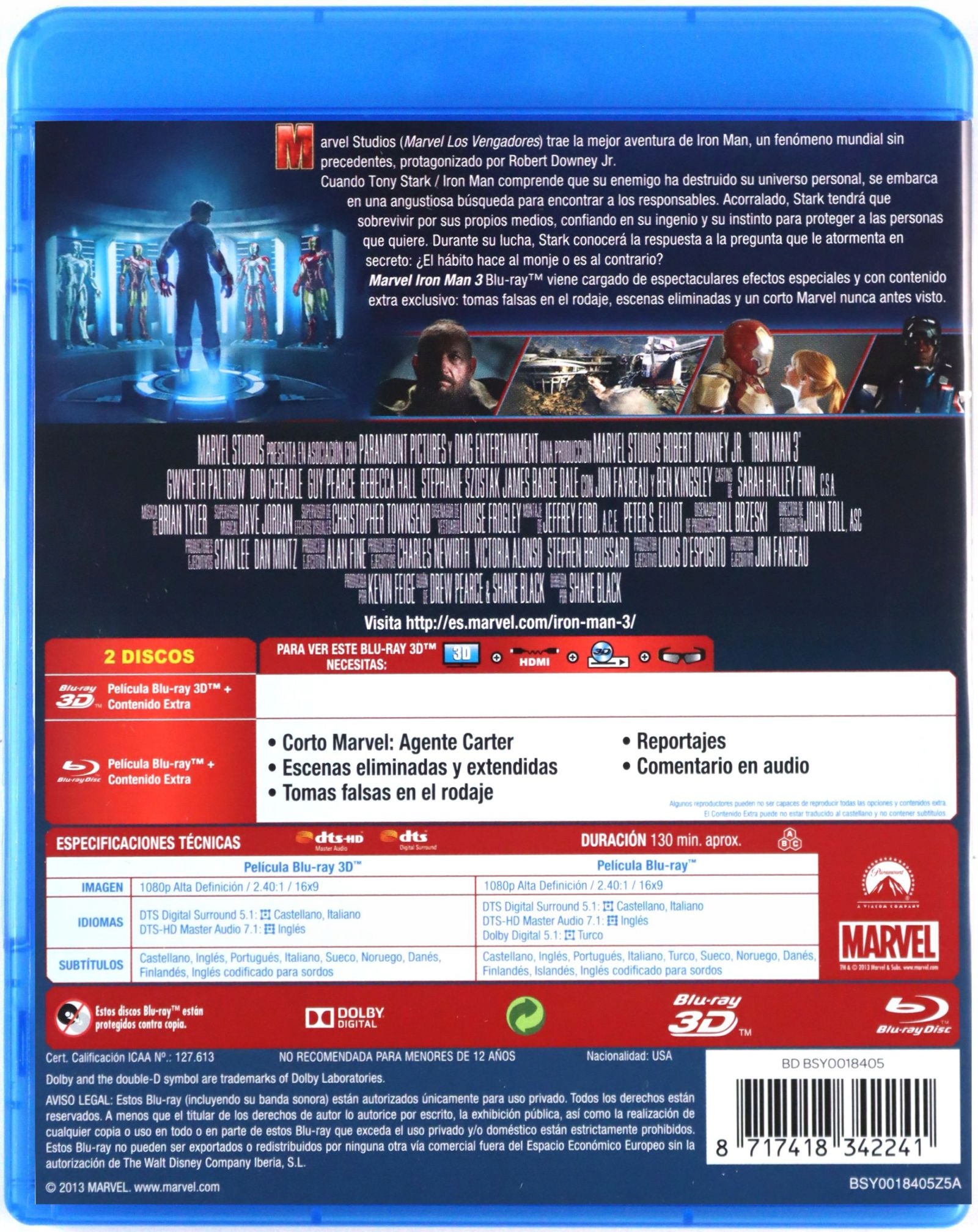 IRON MAN 3 [BLU-RAY 3D] Stan opakowania oryginalne