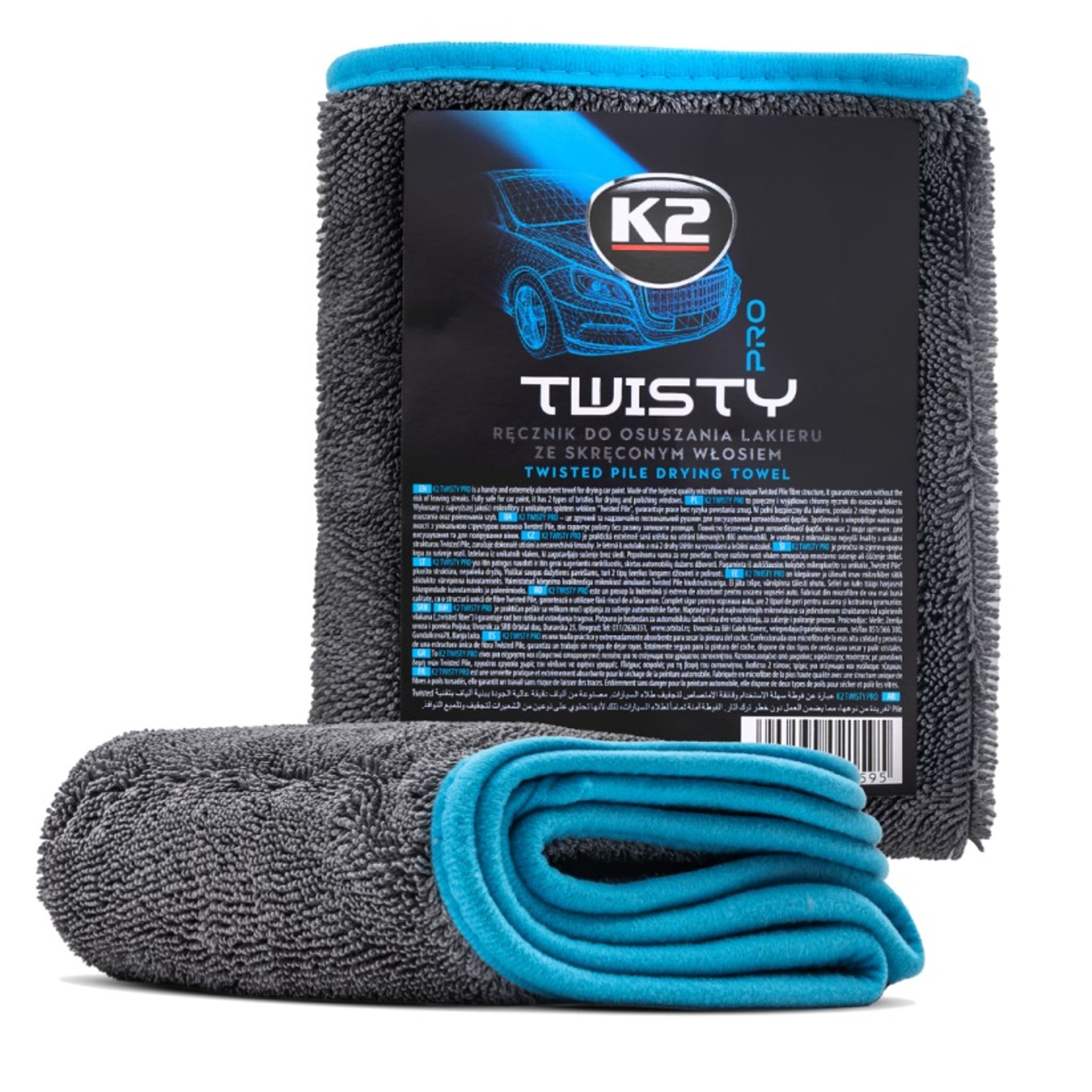 K2 Twisty Dwustronny Ręcznik do Osuszania Lakieru Skręcone Włosie 40x60cm