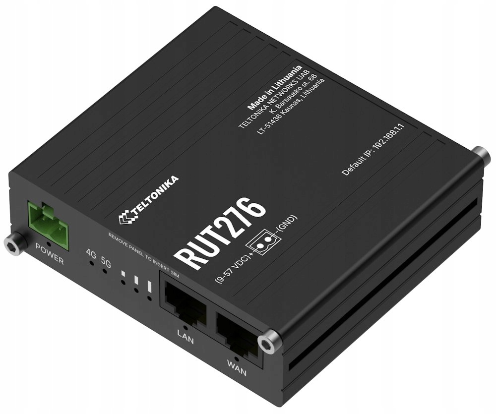 Teltonika RUT276 průmyslový router, dual Sim, Redcap 5G, 1x Lan, 1x Wan, se