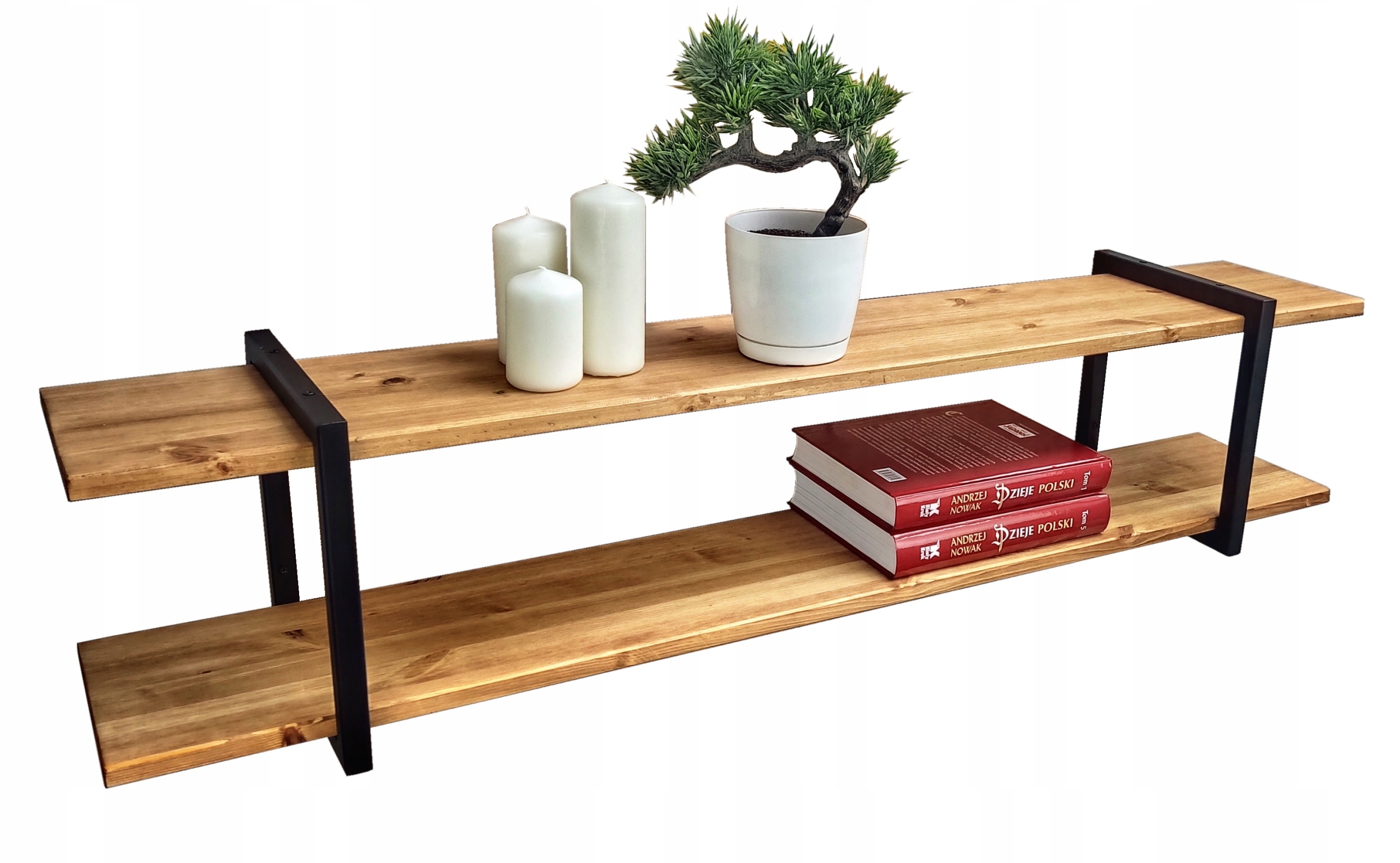 

Półka ścienna drewniana wisząca Loft 100cm