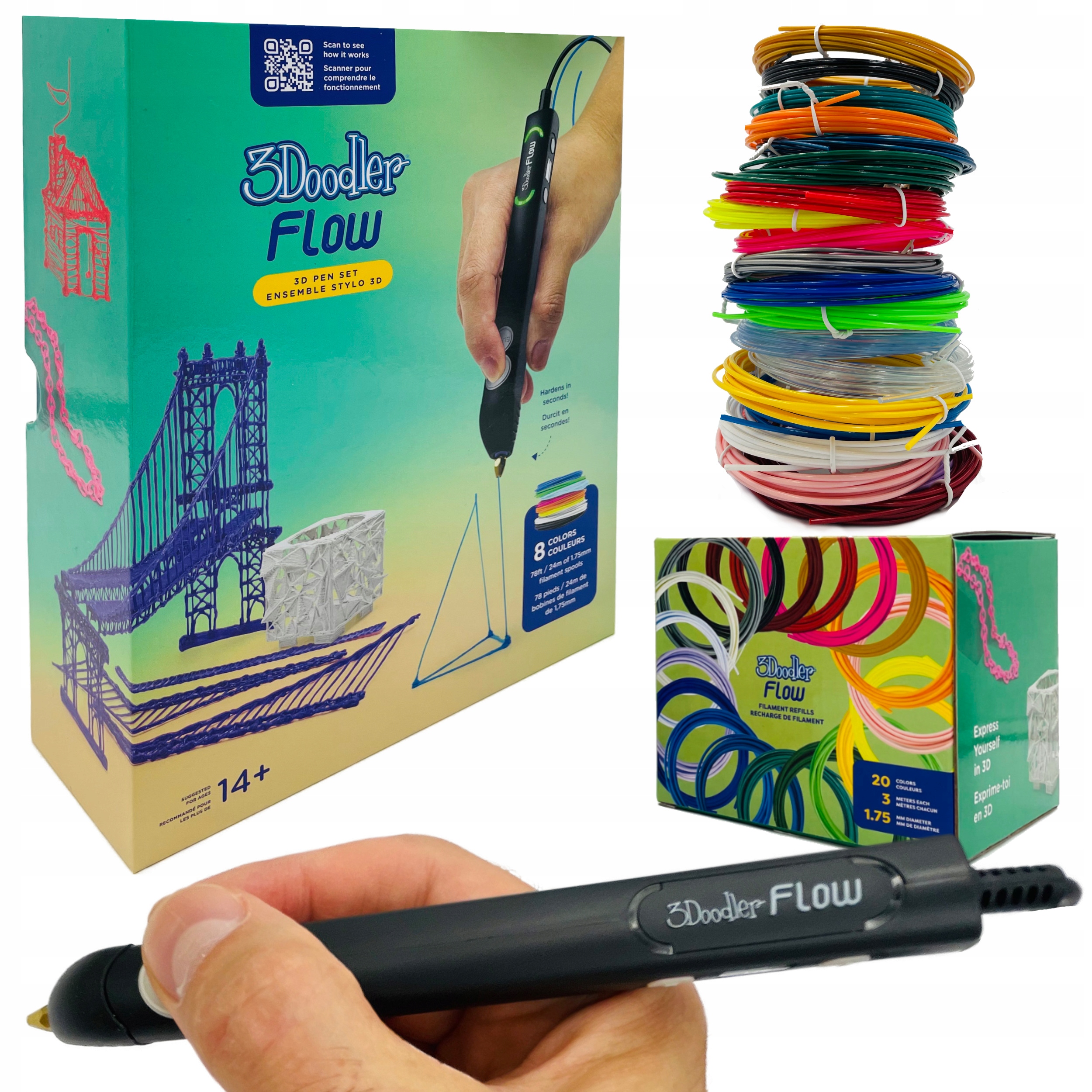 Zestaw Długopis 3D 3Doodler Pen Filament Wkład do długopisu 3d