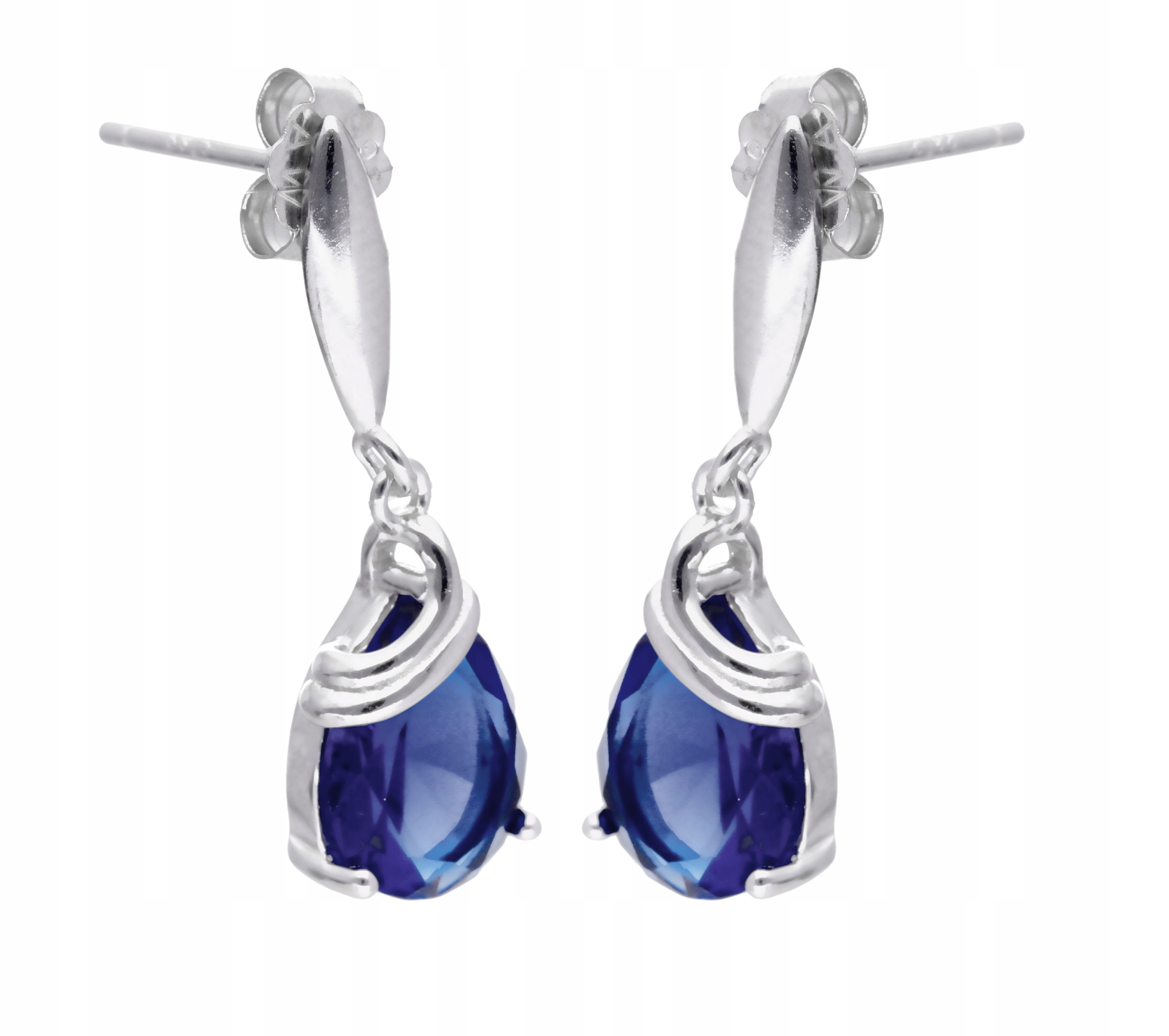 Stříbrné náušnice se safírovým zirkonem IM0604KS